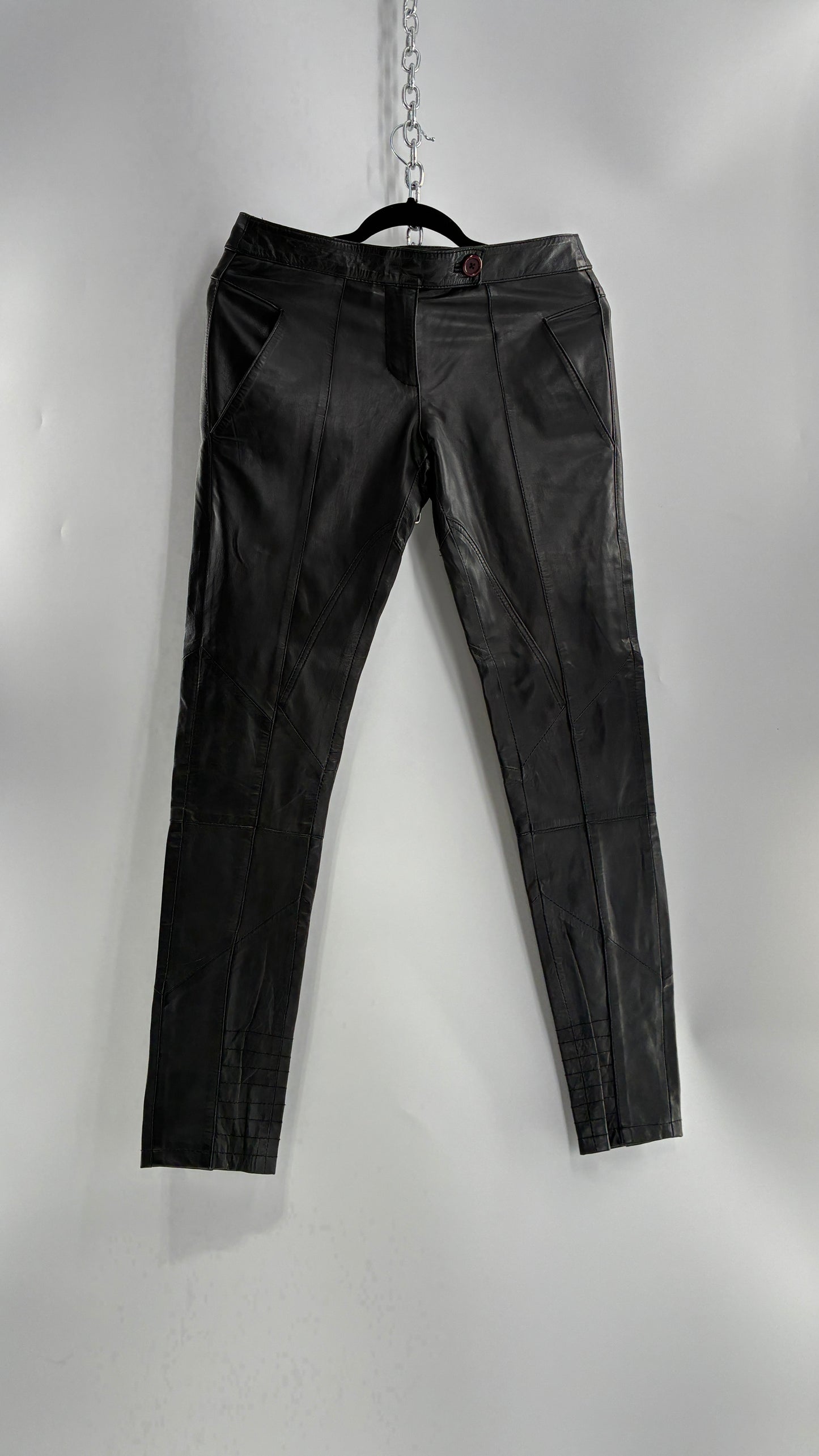 ASOS Low Rise Genuine Leather Patchwork Style Motorcycle Pants (6)