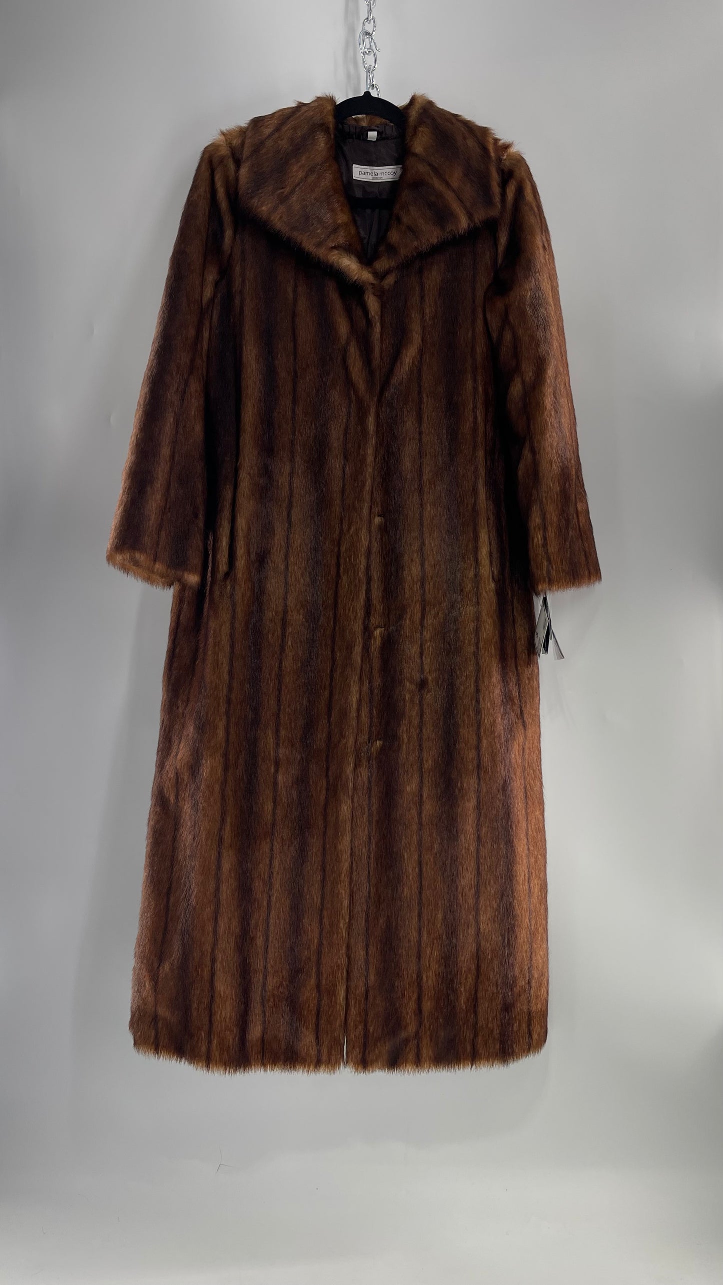 Deadstock Vintage Pamela McCoy Full Length Faux Fur Duster Coat (XS)