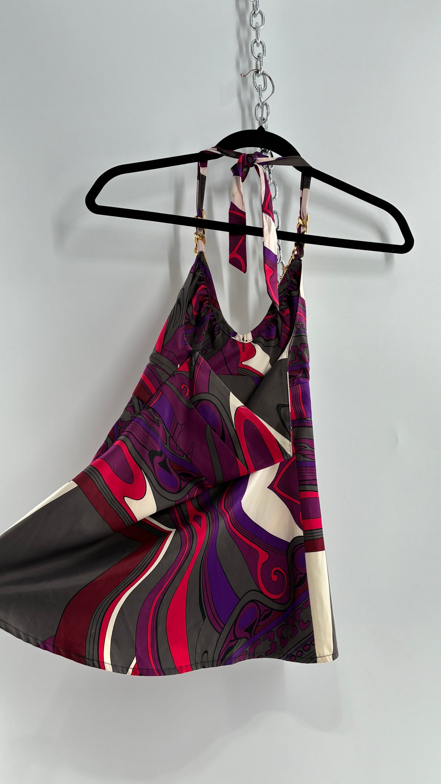 Vintage 1990s GUESS Silky Halter with Chain Detail (XS)