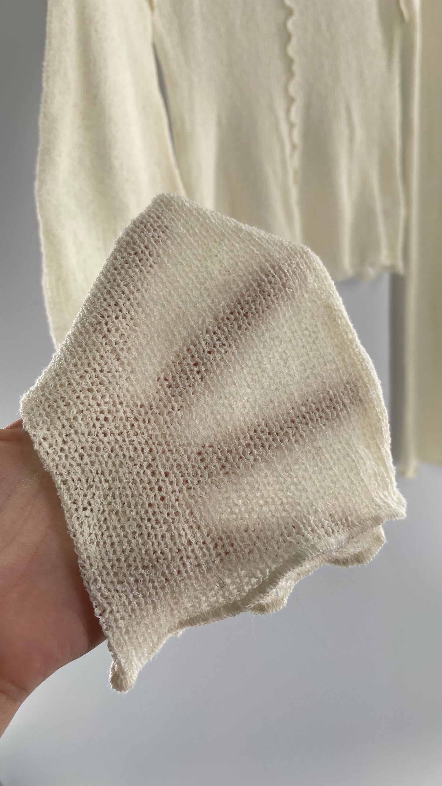 BDG Off White Open Knit Bell Sleeve with Exposed Seams (Large)