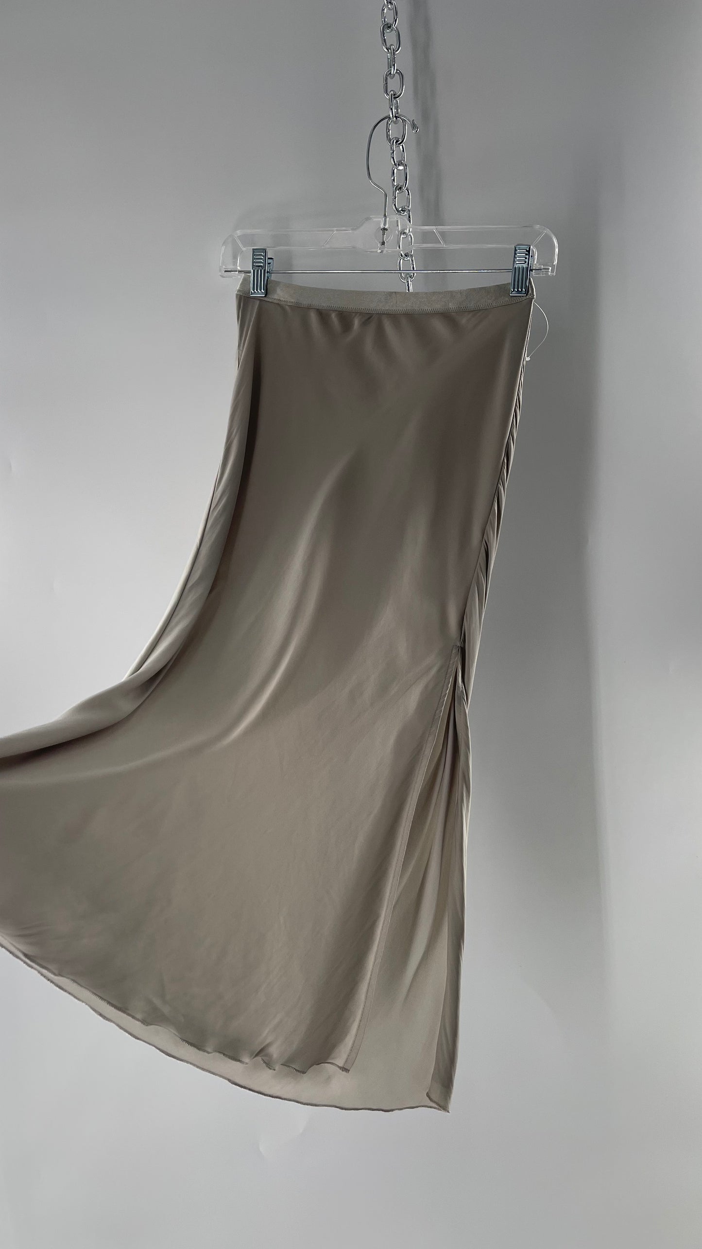 Free People Grey Satin Slip Skirt (XS)