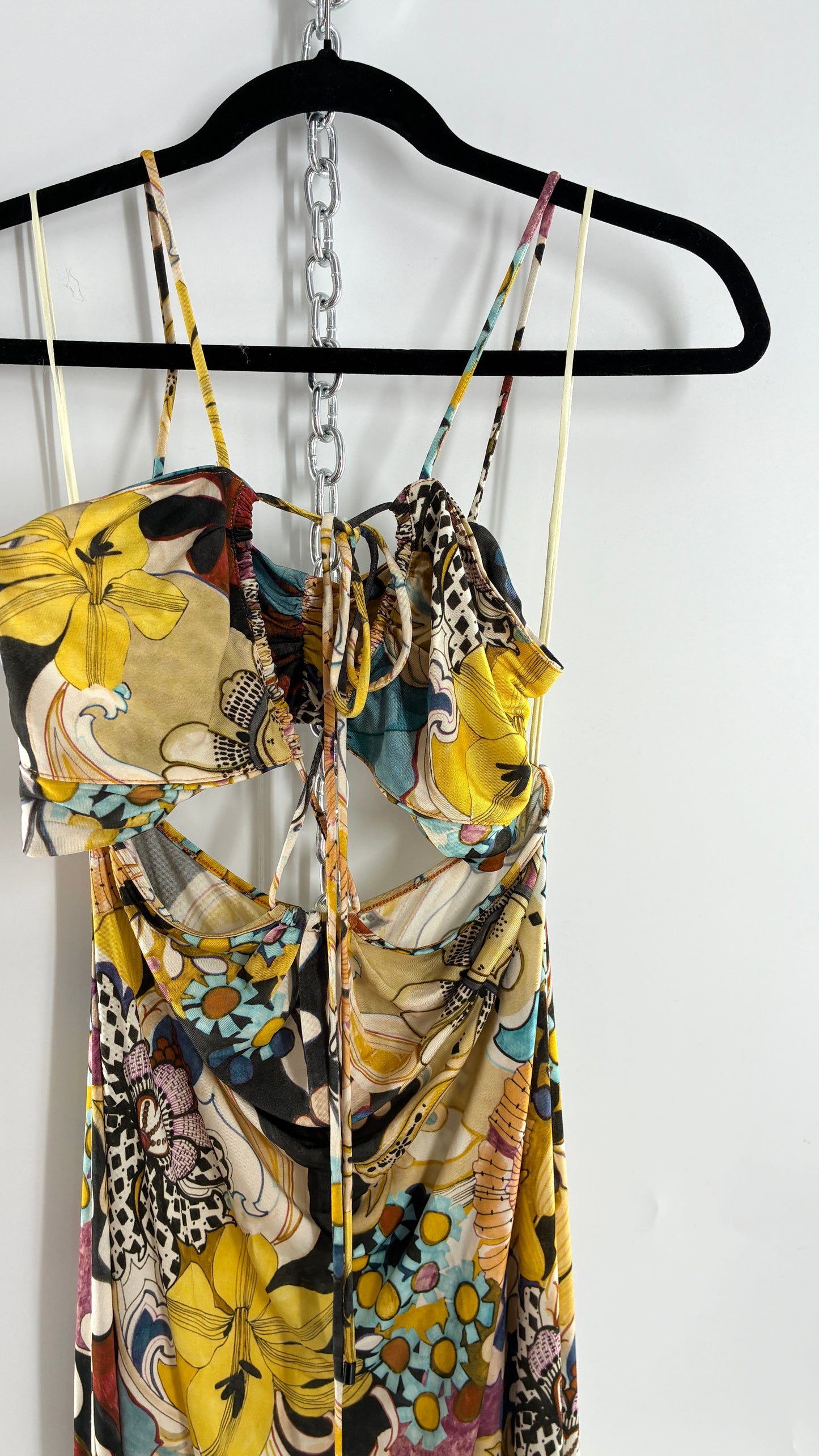 ALEXIS Cassandra Cut Out, Graphic Florals Maxi Dress (XS)