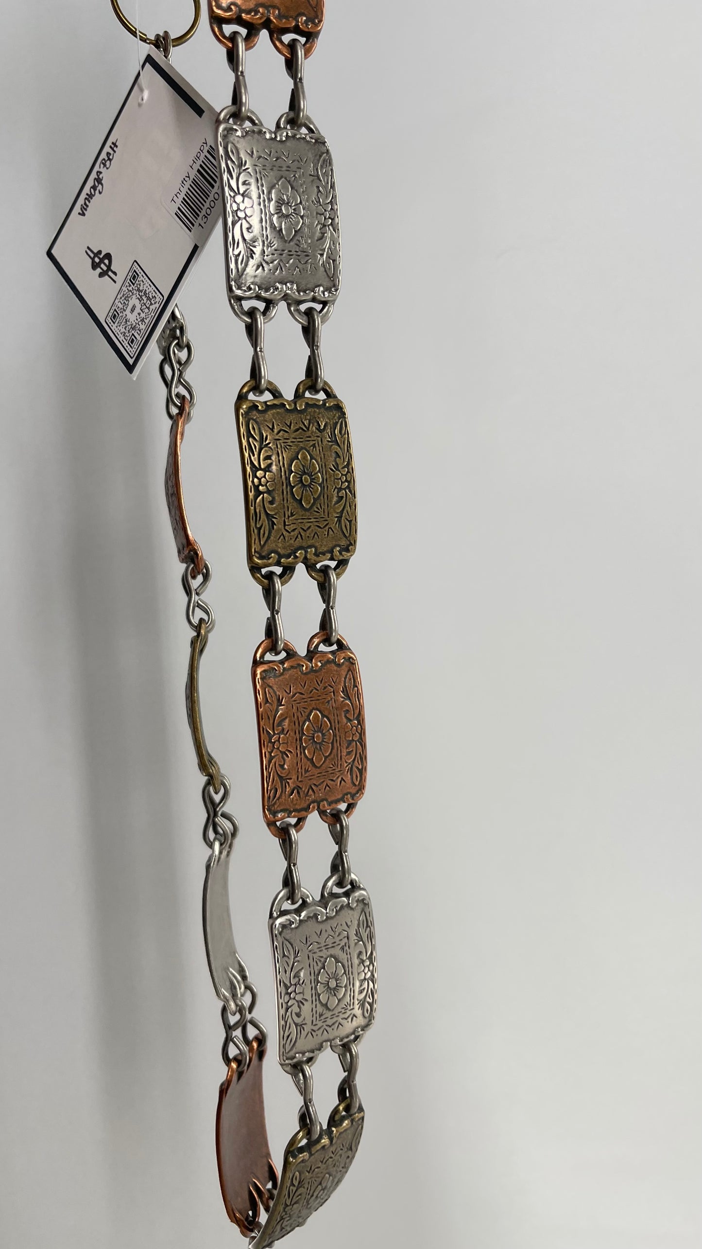 Vintage Mixed Metal Embossed Chain Belt (Medium)