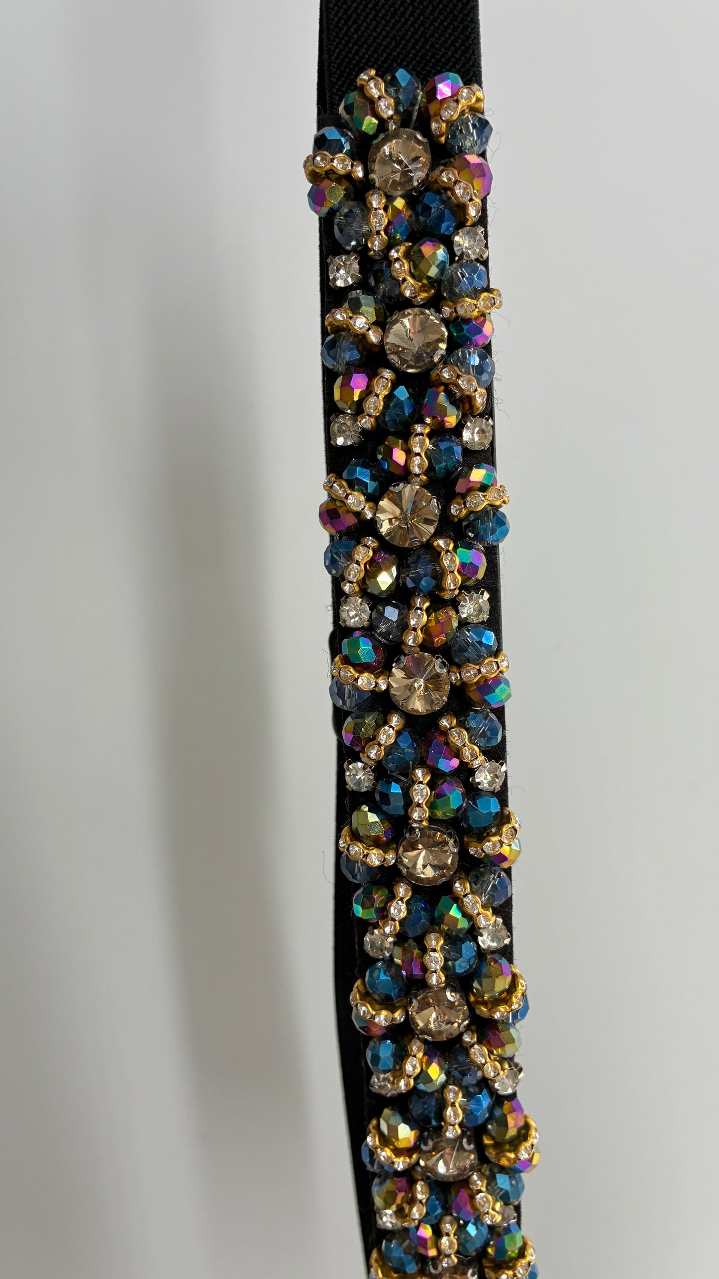 Vintage Elastic Belt Covered in Beaded Appliqués