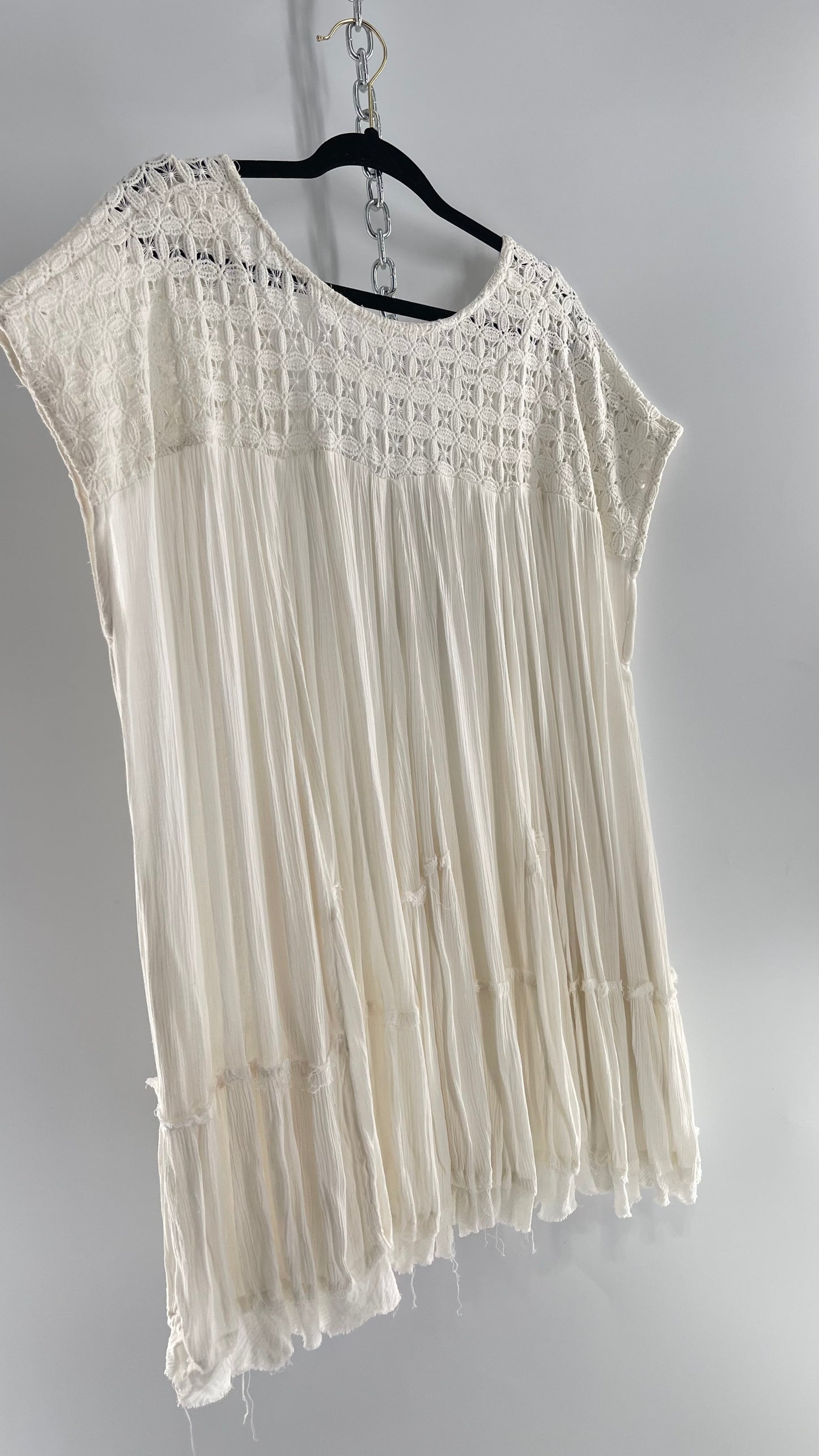 Free People White Cotton Voluminous T Shirt Dress (S)
