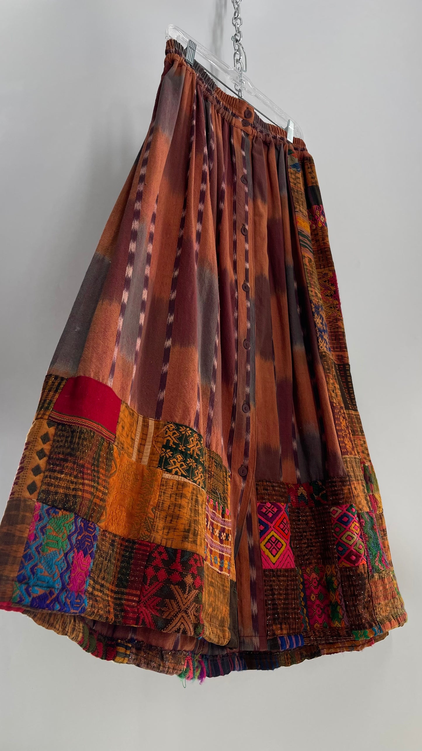 Laise Adzer Vintage Heavily Embroidered, Linen Patchwork Set (M/L)