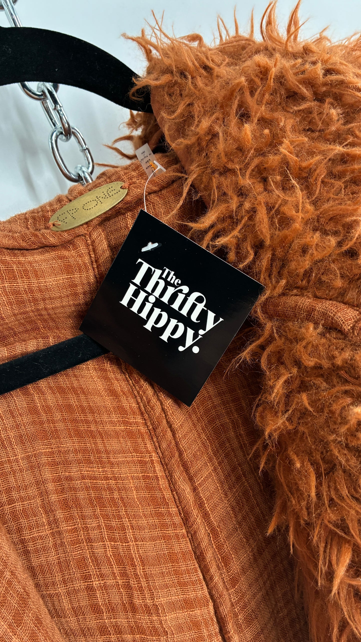 Free People Shaggy Hooded Bomber Style Jacket (Large)