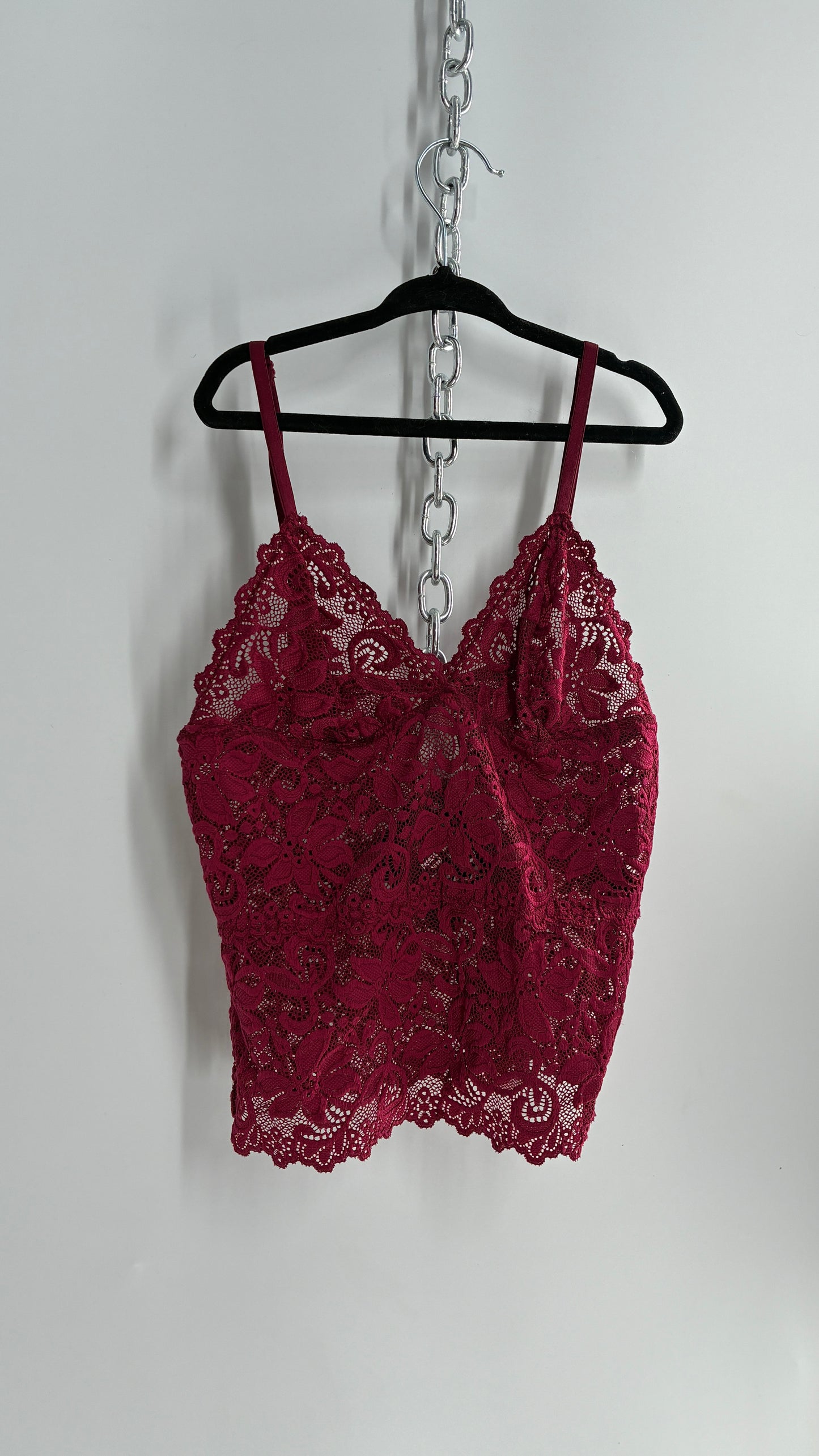 Maroon Red Lace Camisole Tank (Small)