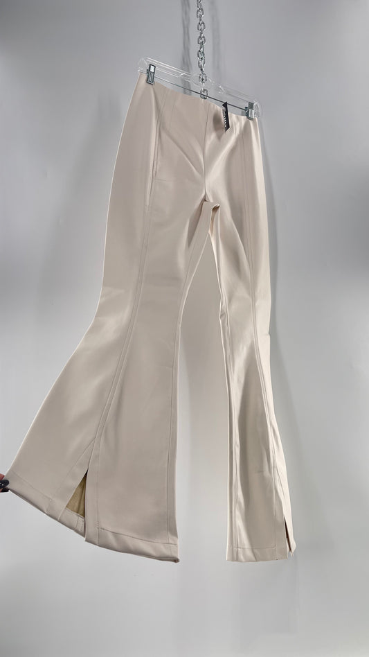 Free People White Cream Faux Flare Leather Pants (29)