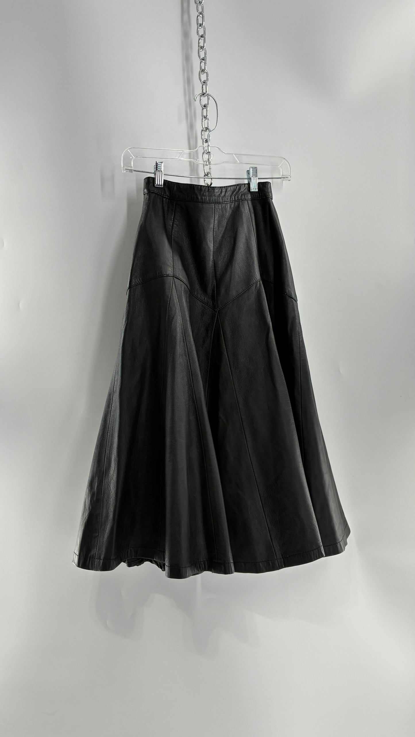Vintage Fergs Omorro Leather Full Circle Skirt Made in Italy (XS)