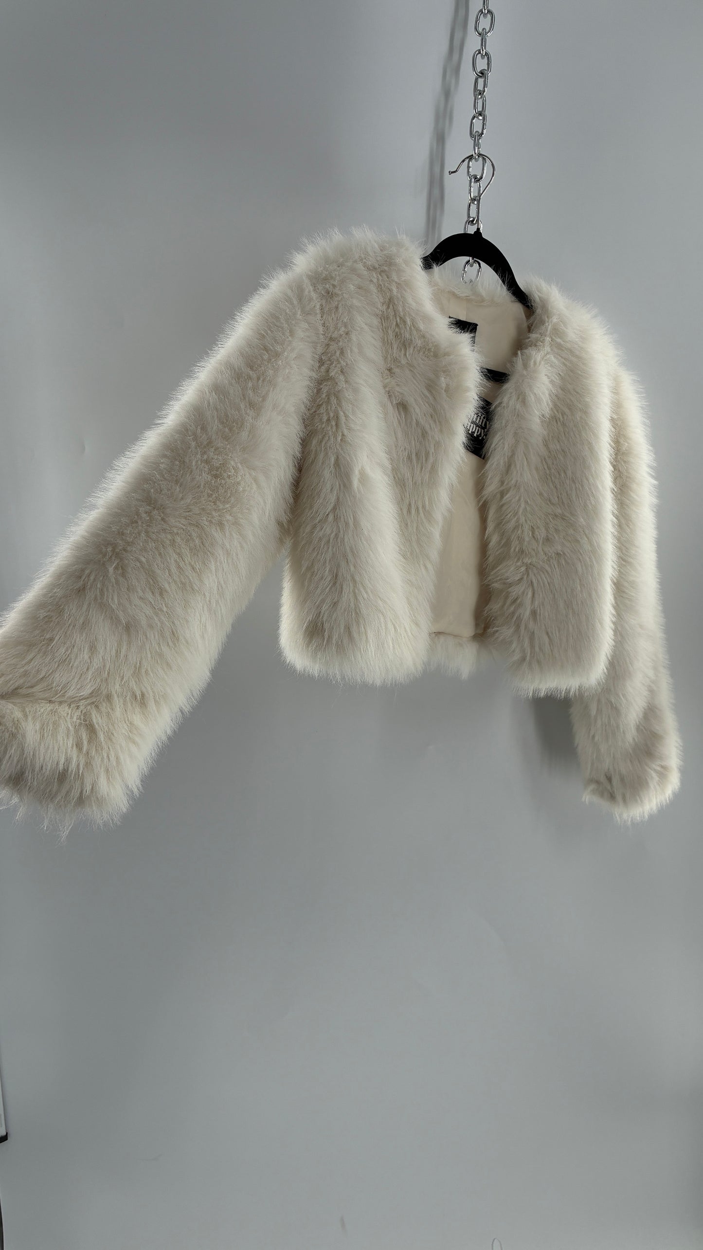 White Fluffy Cropped Jacket (Y14/XS/S)