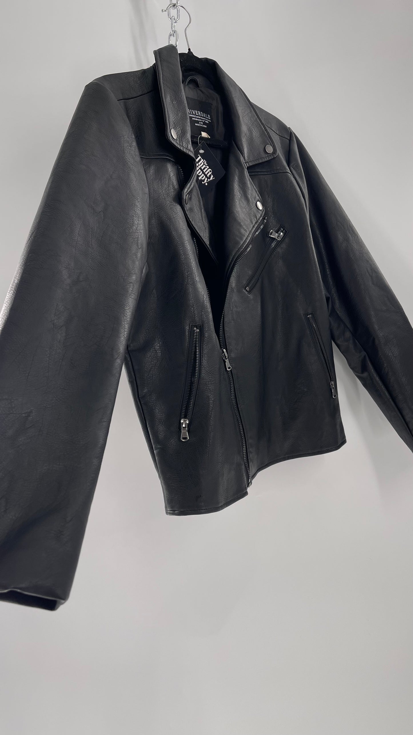 Riverdale Vegan Leather Jacket with Southside Serpents Embroidered Back (Medium)