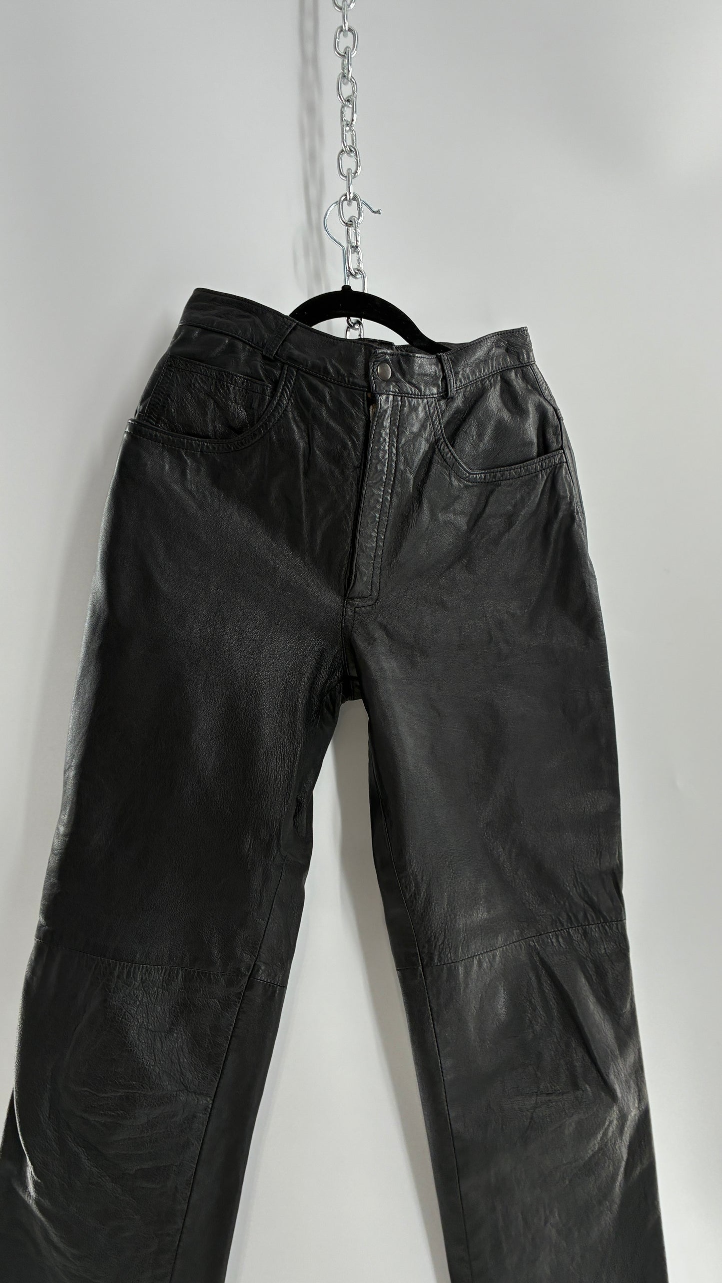 Vintage LILLIE RUBEN High Waisted Black Thin Leather Pants (6)
