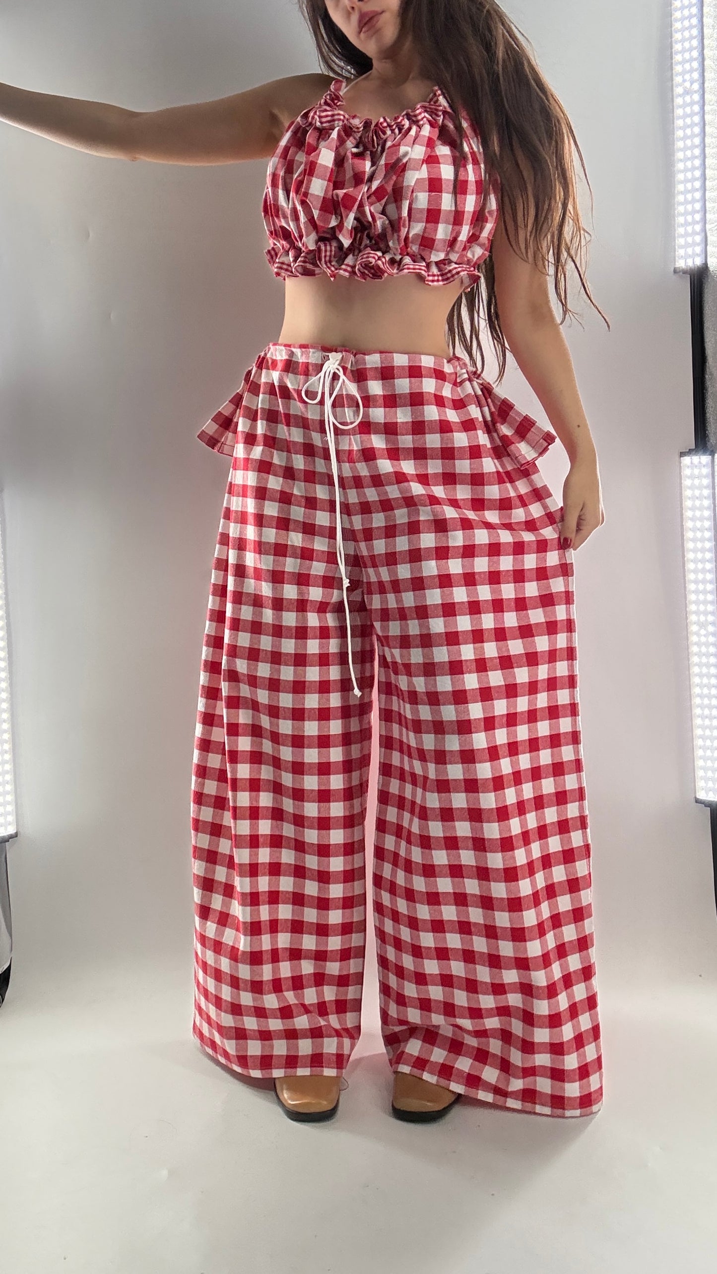 Vintage Handmade Picnic Red/White Gingham Two Piece Set (XS-L)