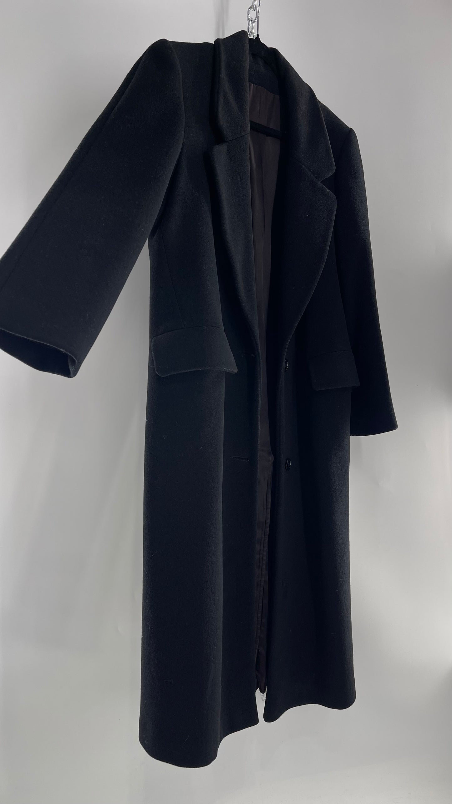 Vintage CENTRAL PARK NY 100% Wool Black Full Length Coat (M/L)