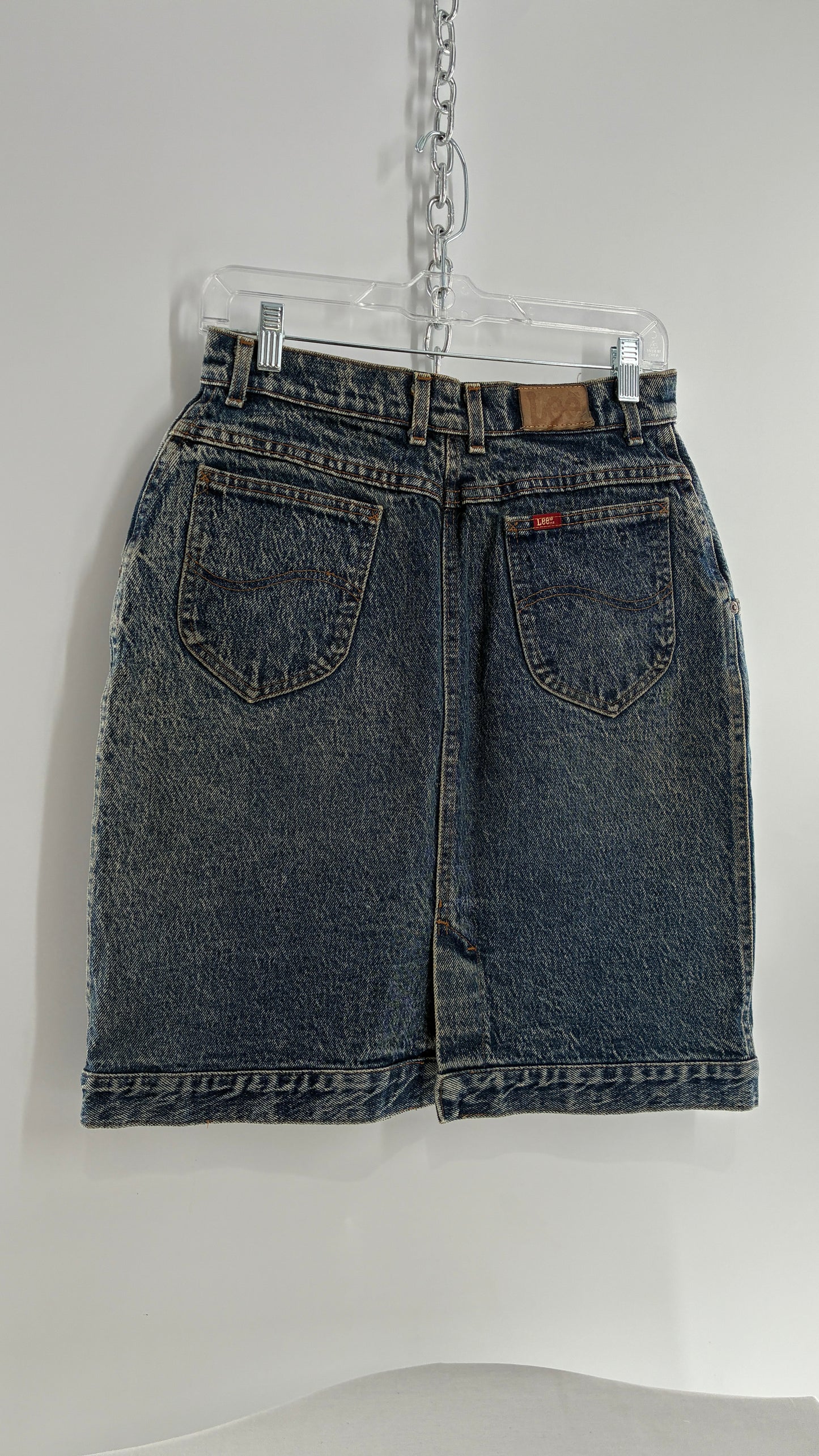 Vintage Lee Acid Washed Denim Medium Wash Skirt (Measured)