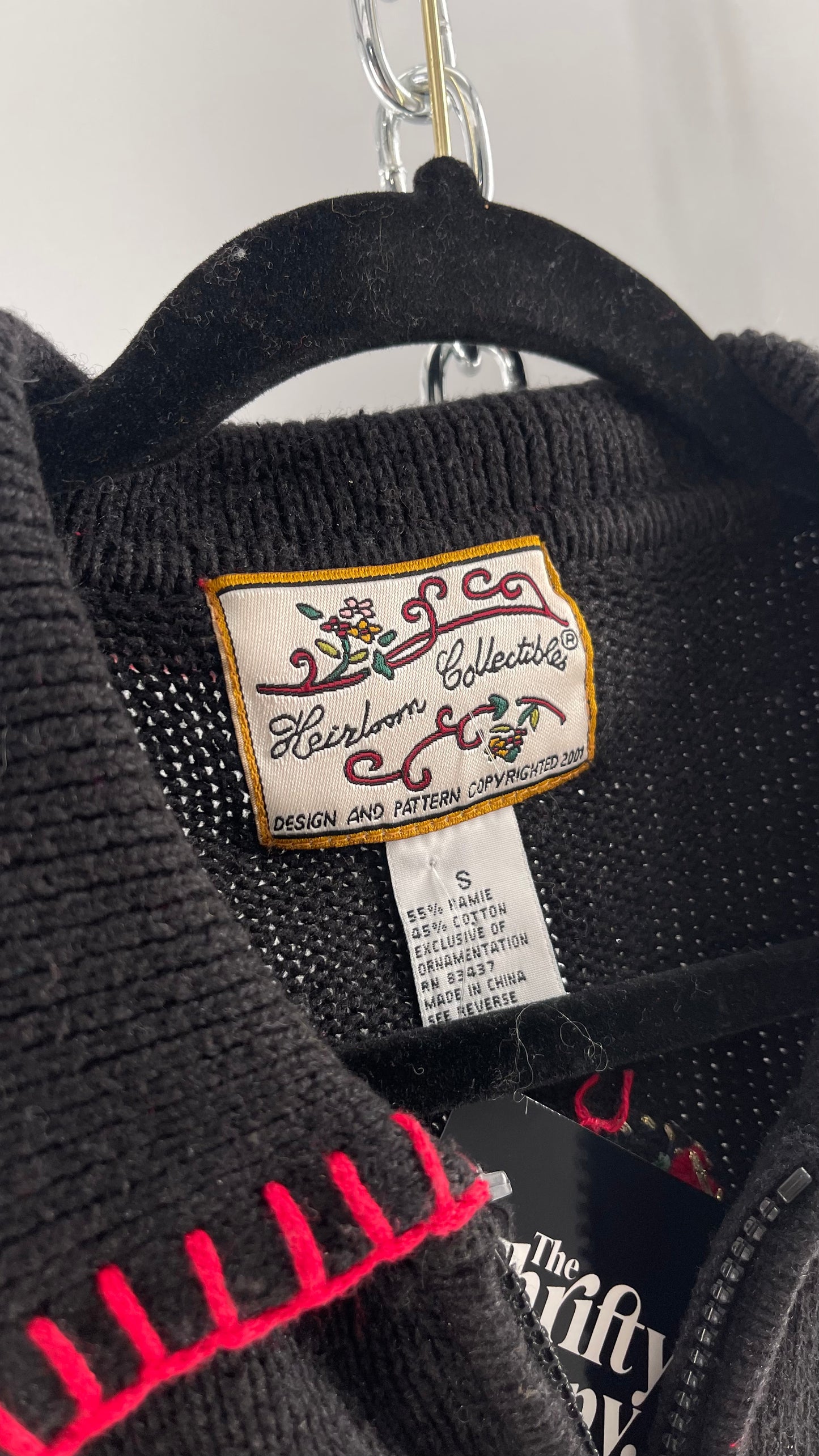 Vintage Reworked Urban Outfitters Heirloom Christmas Cardigan with Festive Snowmen Embroidery, Snowflakes, Christmas Tree and PomPom Zipper Detail (S)