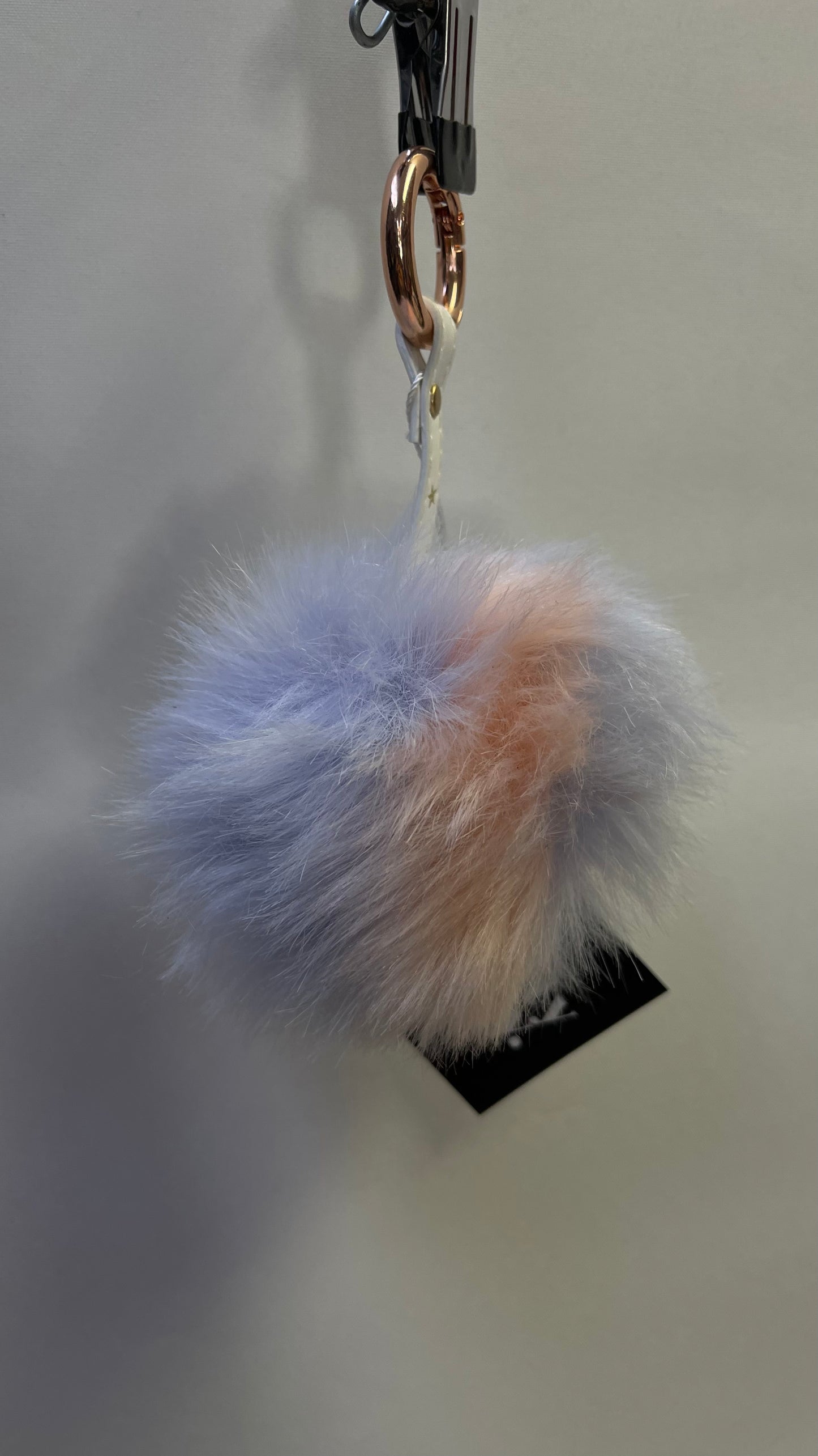 Free People Cotton Candy Pom Pom Keychain with White Star Strap