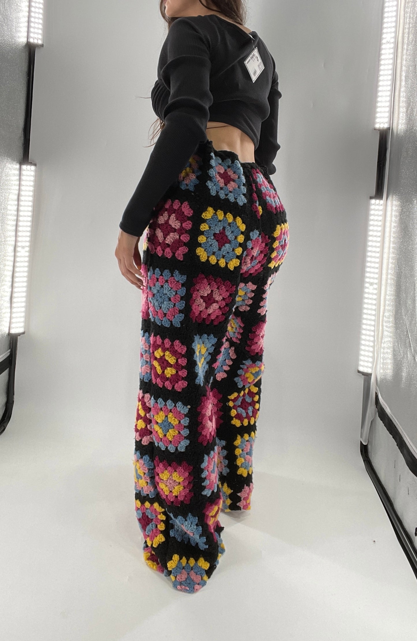 CUSTOM Handmade Granny Square High Contrast Lounge Pants (XS/S/M/L)
