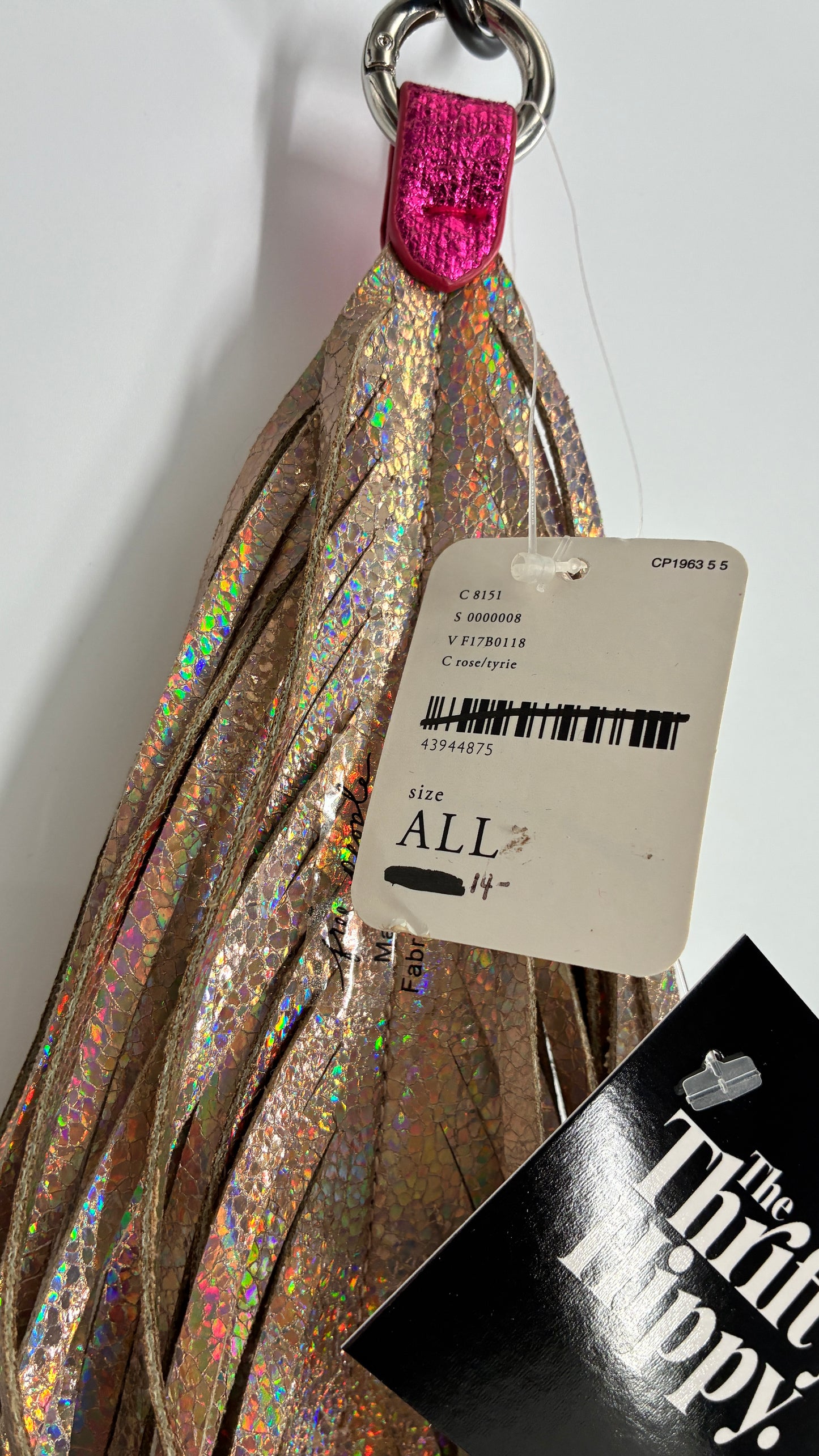 Free People Iridescent Feather Keychain with Tags Attached
