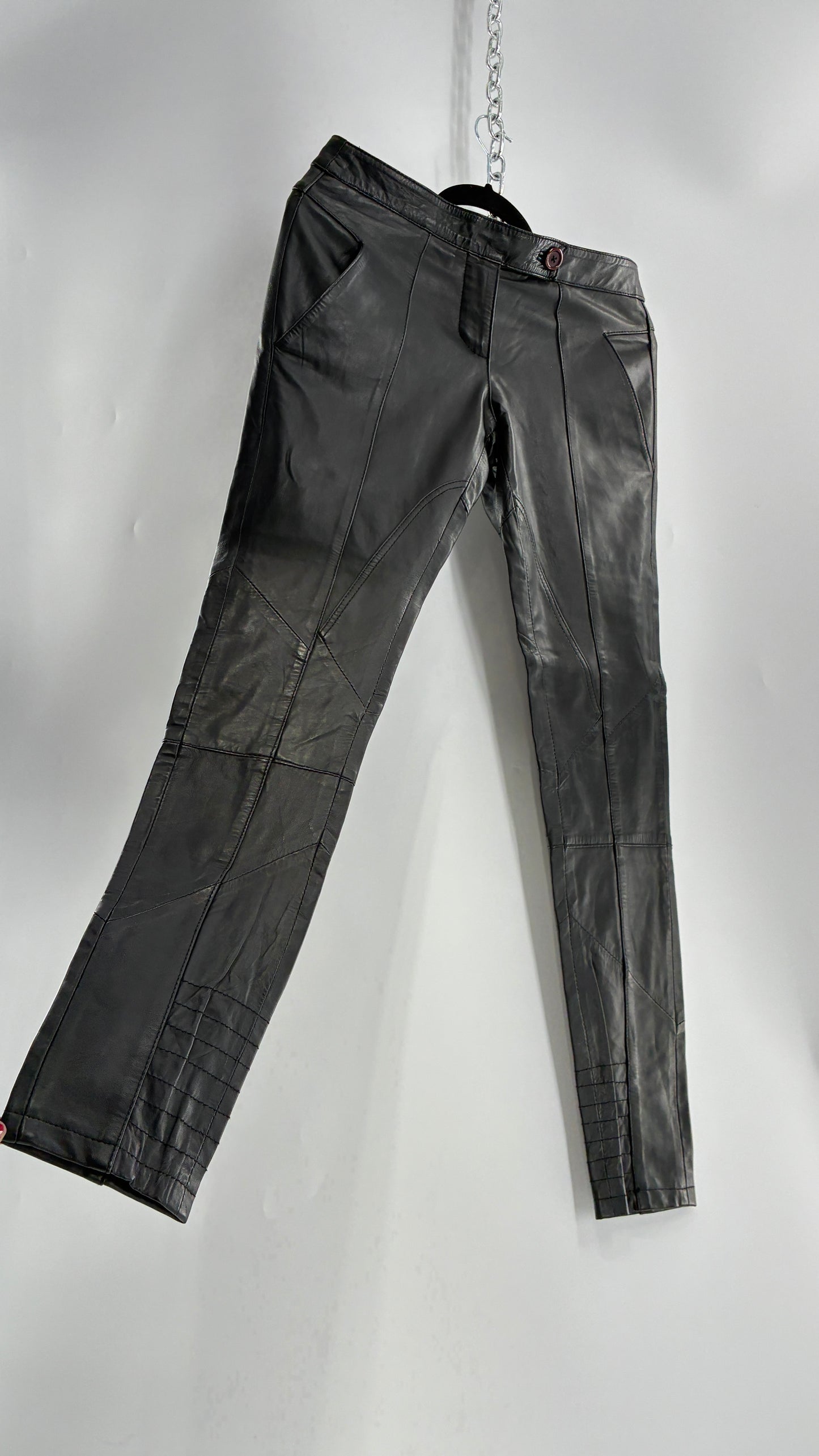 ASOS Low Rise Genuine Leather Patchwork Style Motorcycle Pants (6)