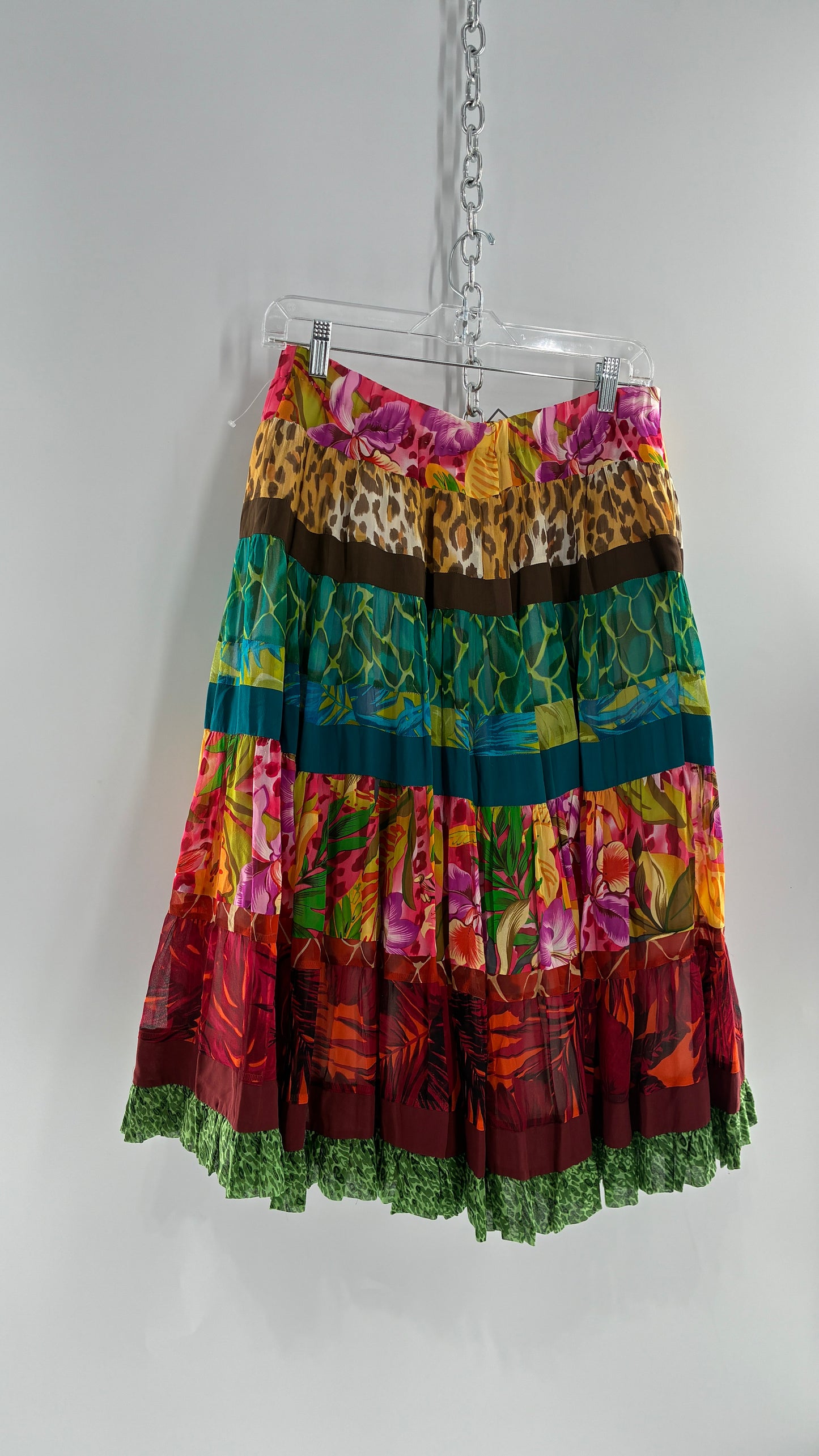 Vintage CHENAULT Voluminous Tropical Tiered Skirt (6)