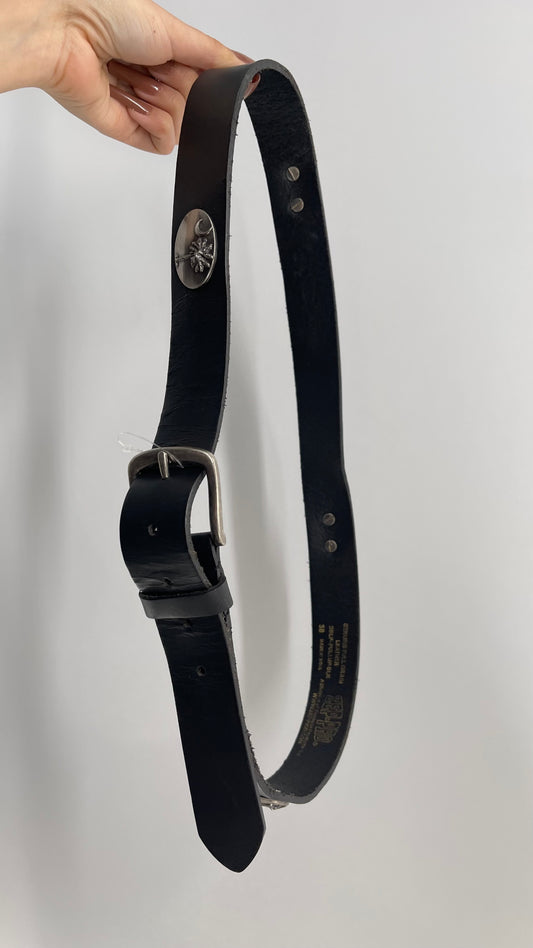 Zep Pro Black Leather Belt with Silver Engraved Metal Medallions (38)