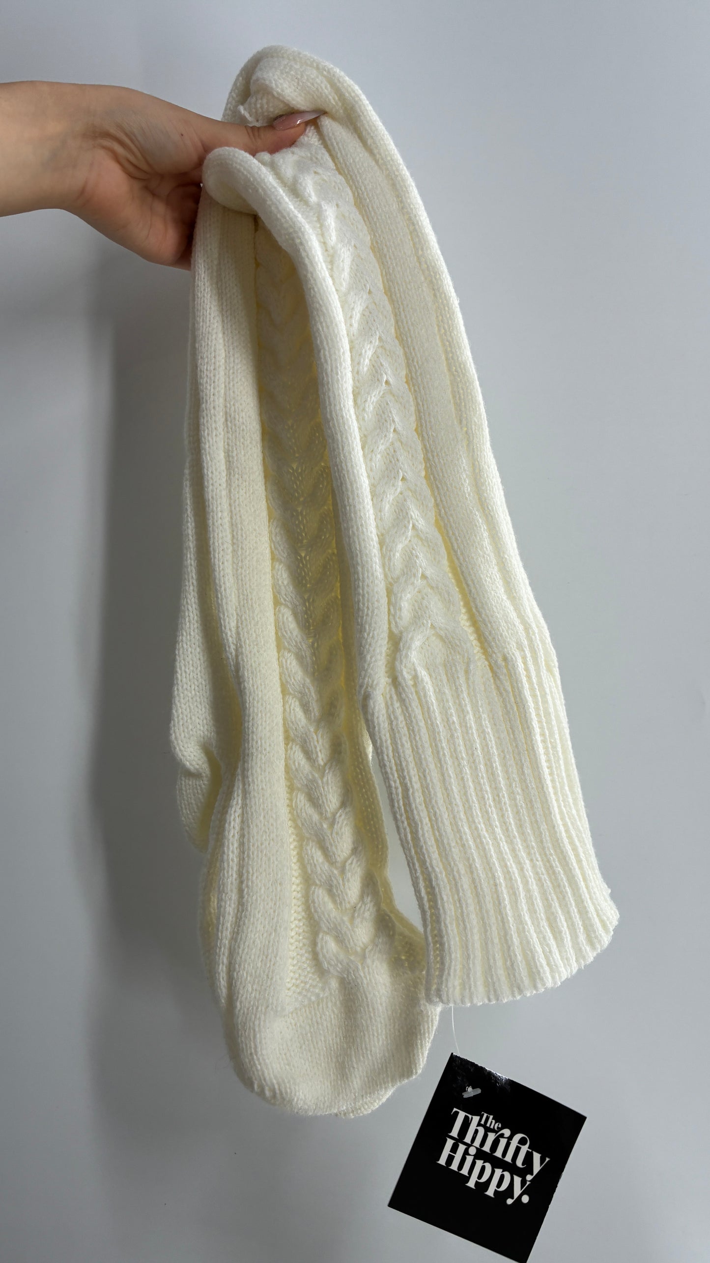 NWOT Off White Thick Knit Thigh High Cableknit Socks