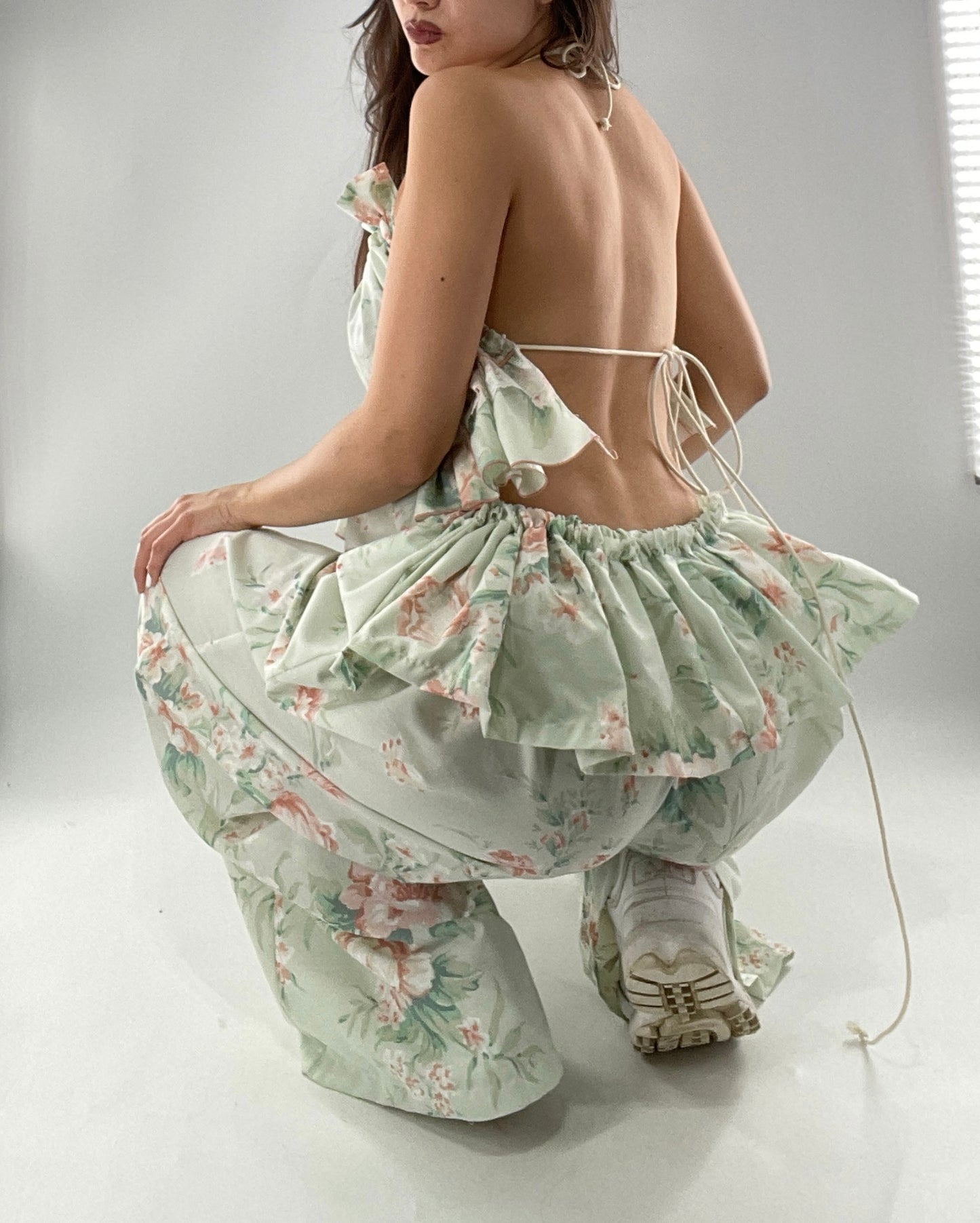 Vintage Set Covered in Delicate Dainty Florals, Butterflies, and Ruffles (One Size, Adjustable)
