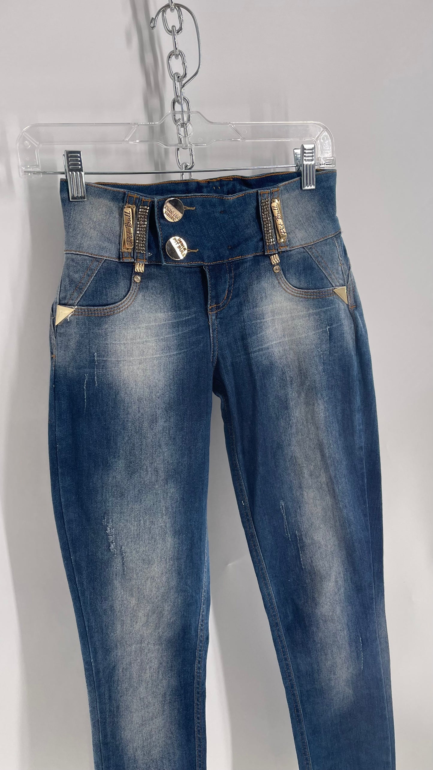 Vintage Brazilian PitBull Jeans with Fading and Gold Hardware Details (36)