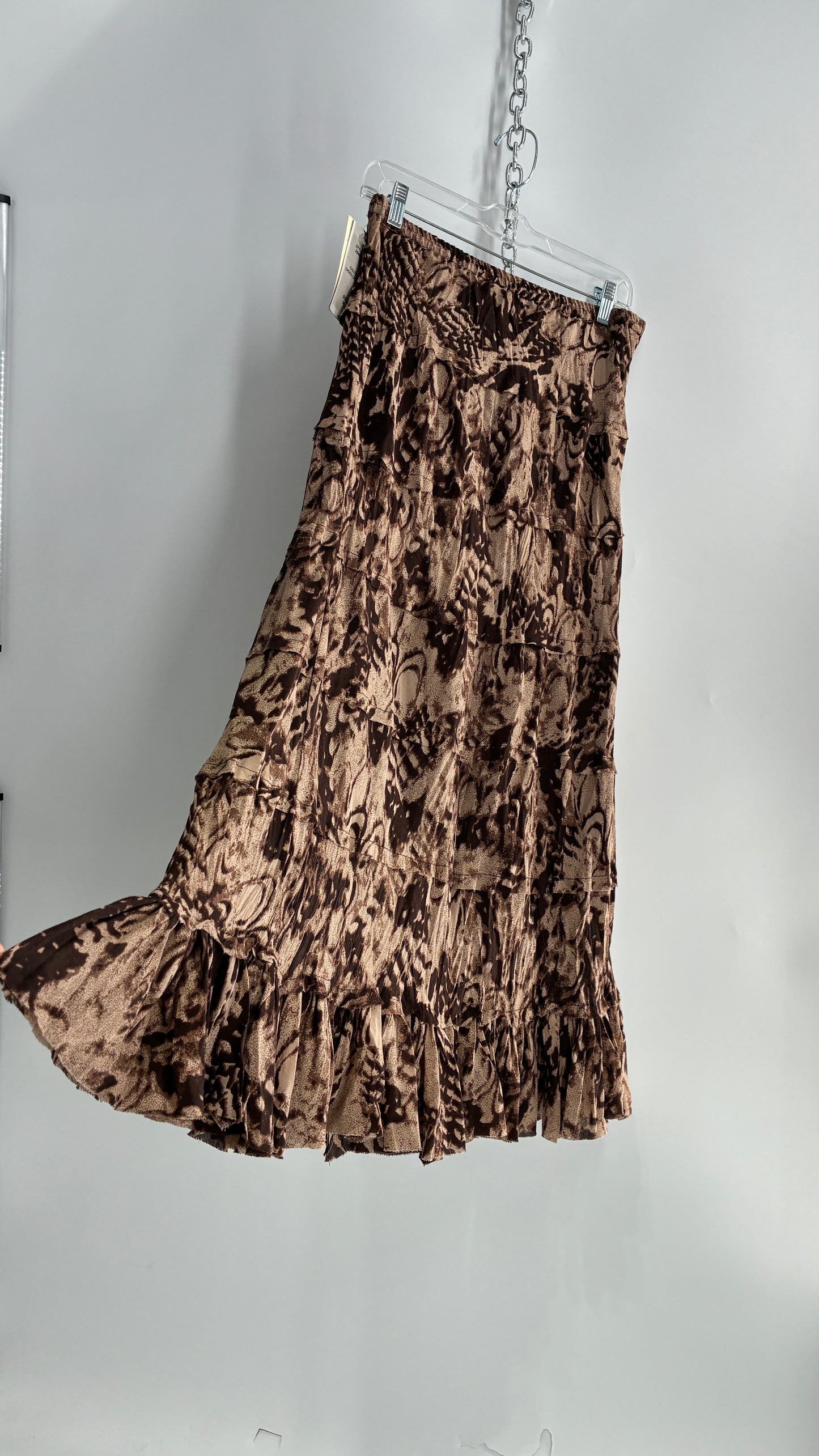 Deadstock Vintage TEASE Brown Crimped Skirt (Medium)