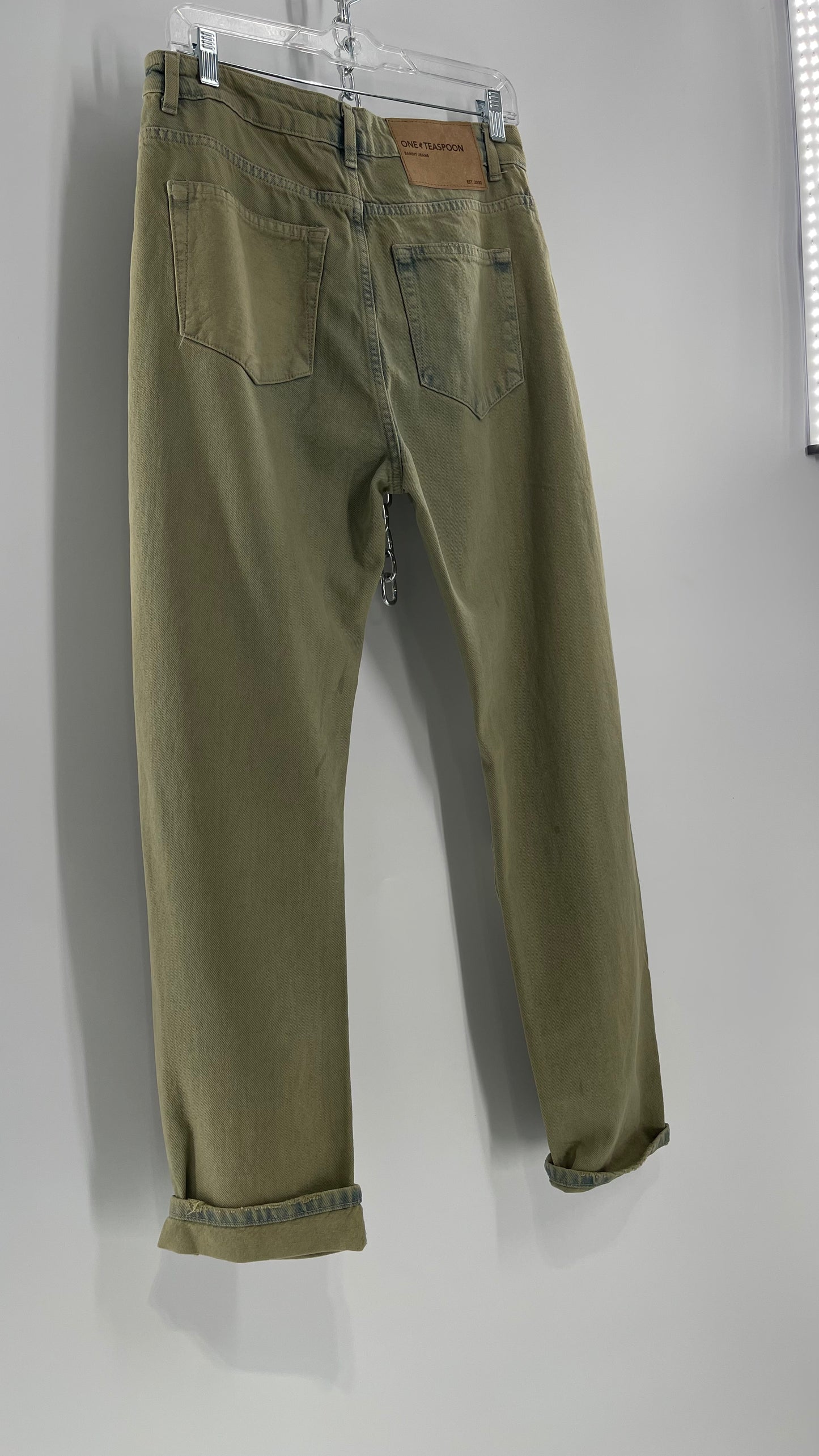 One Teaspoon Distressed Baggy/Bandit Relaxed Jean with Green Hue/Wash (Khaki Haze) (25)