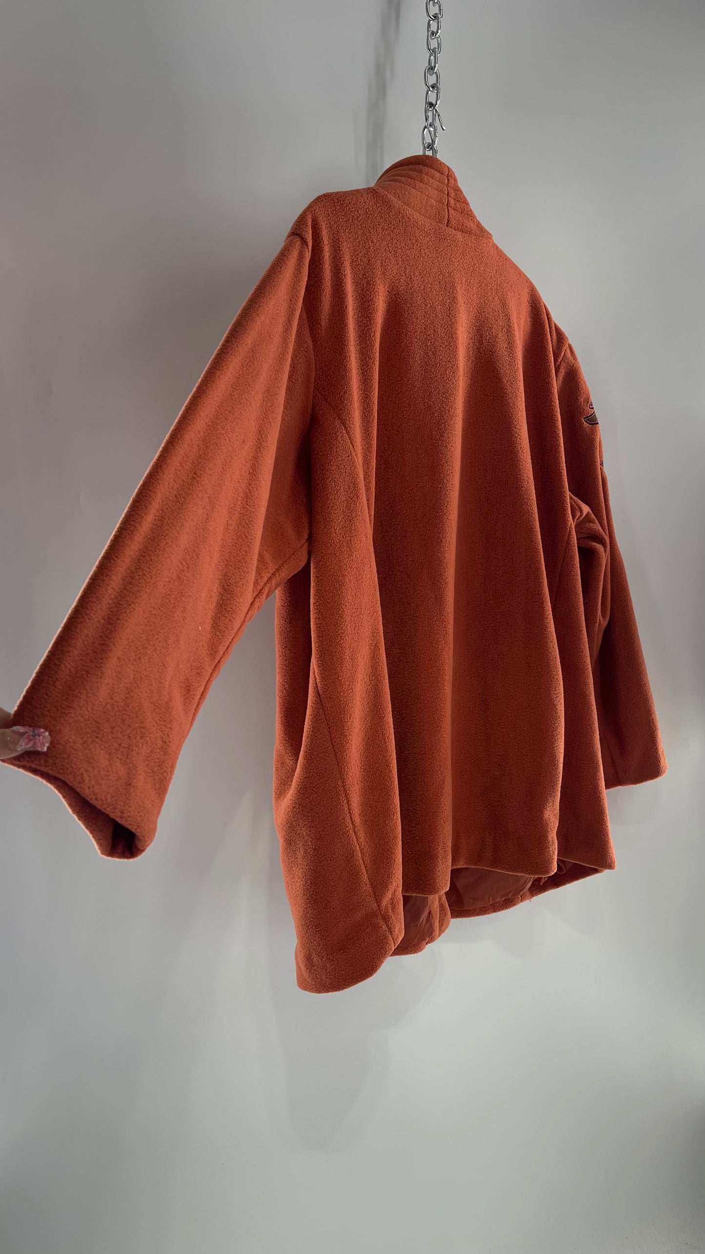 Deadstock Vintage Bob Mackie Orange Coat with Embroidered Sleeves and Body, Embossed Buttons and Tags Attached (XXXL)