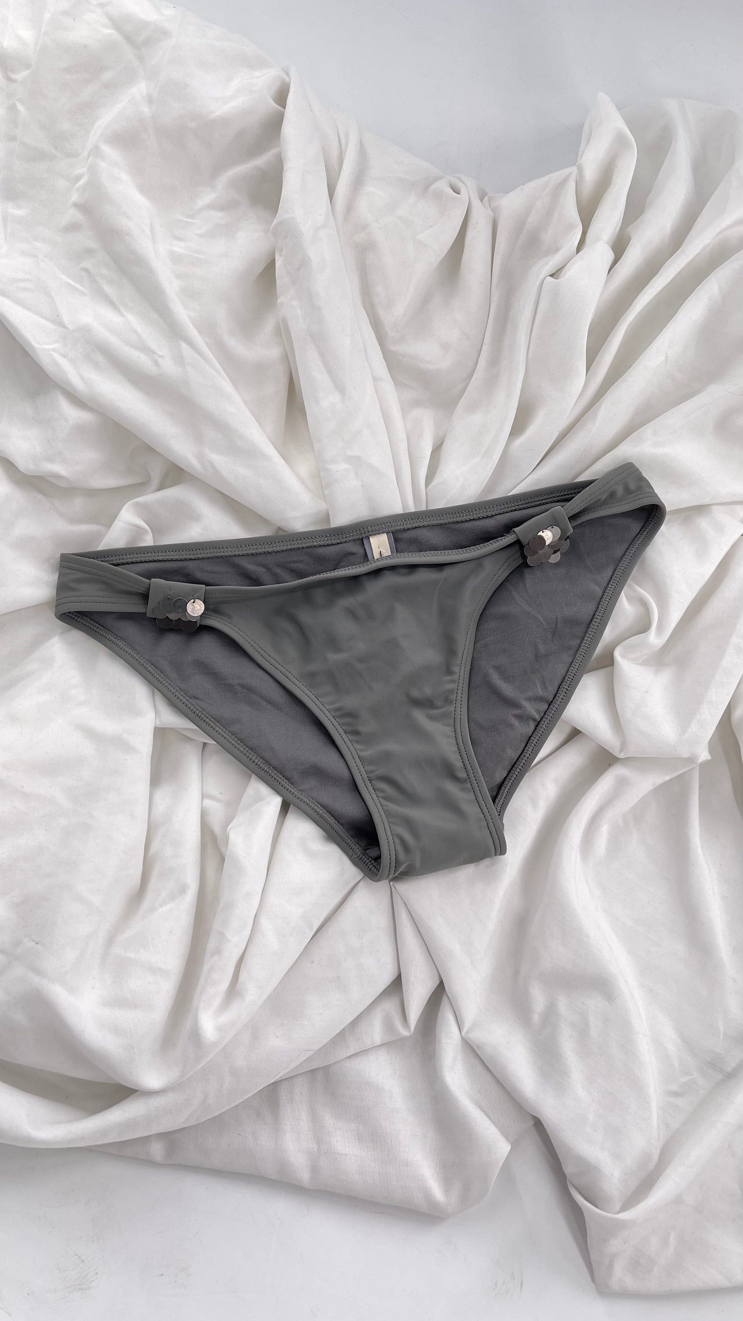 AERIE Gray Swim Bottoms with Metal Sequin Details (Small)