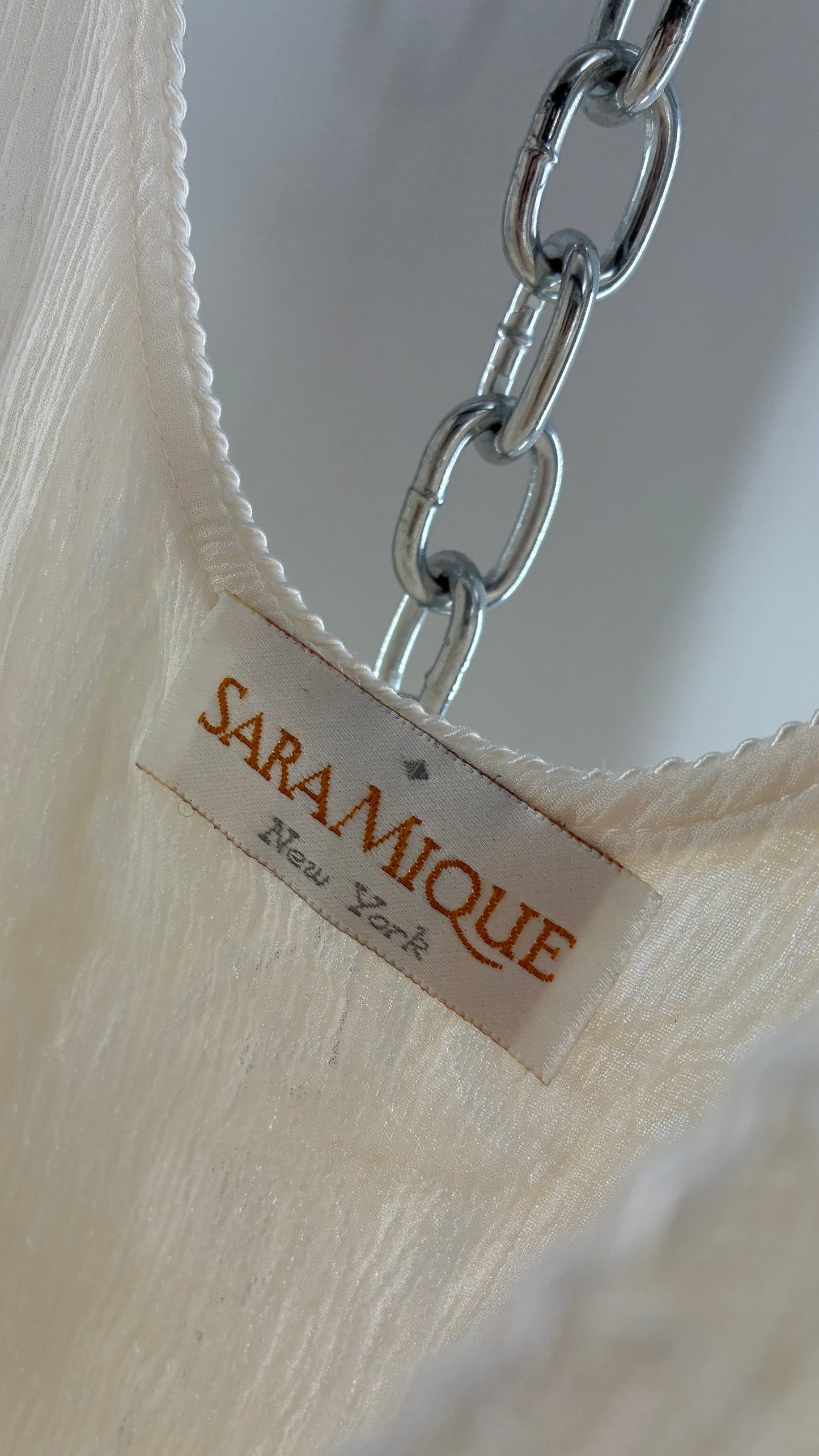 Vintage SARA MIQUE New York Off White Maxi Dress and Balloon Sleeve Cardigan Set (M)