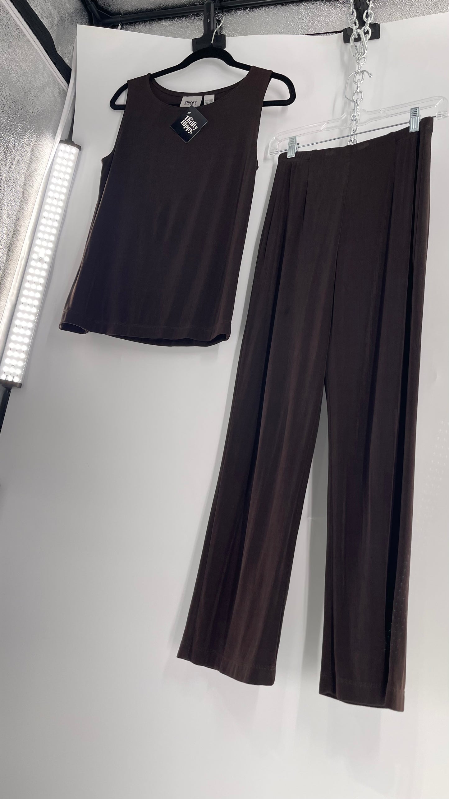 CHICOS Vintage Set Dark Brown/Grey Loungewear ‘Run Those Errands’ 2pc Set (XL)