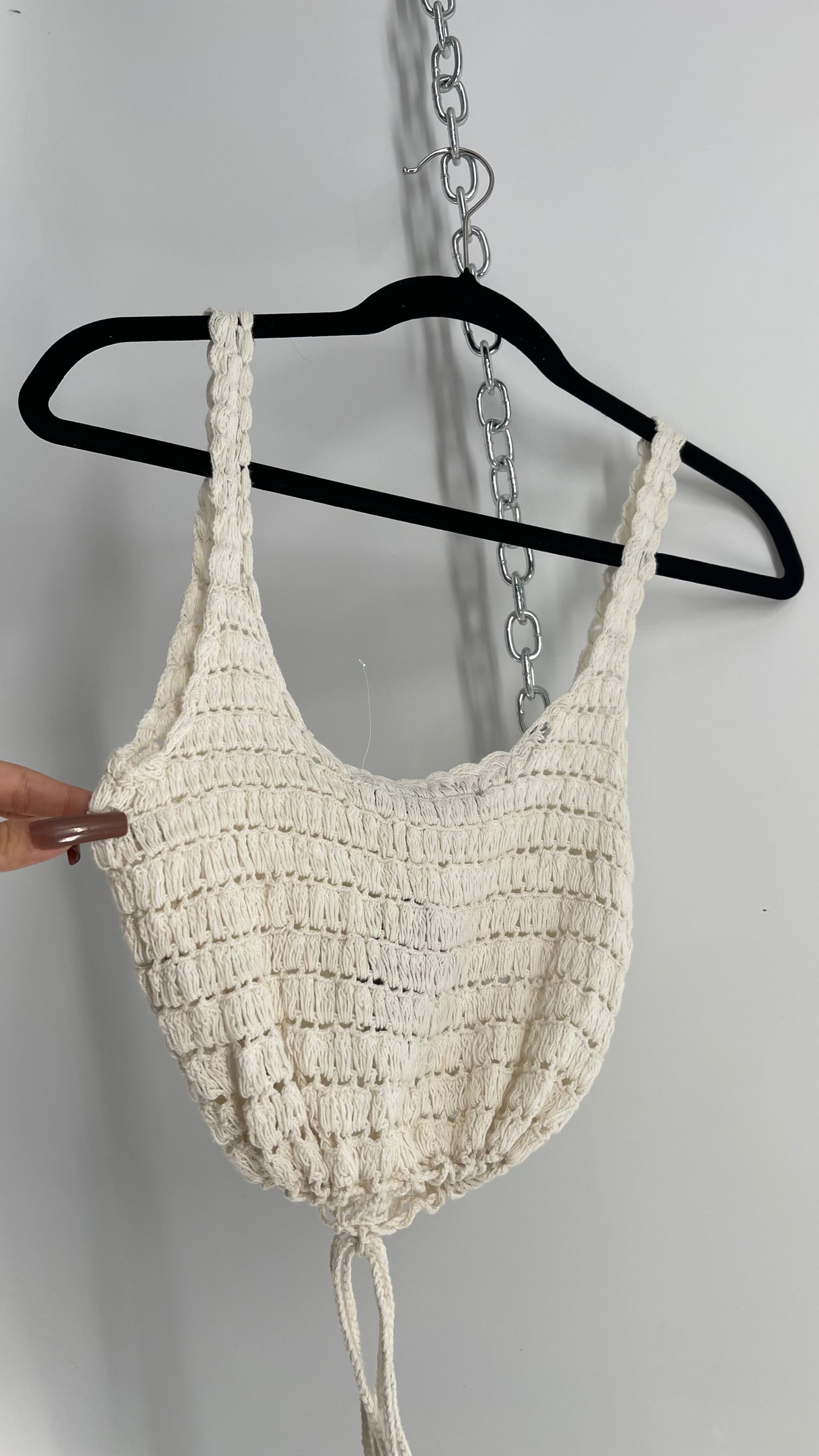 Out from Under Urban Outfitters Off White Crochet Adjustable Tank (Small)