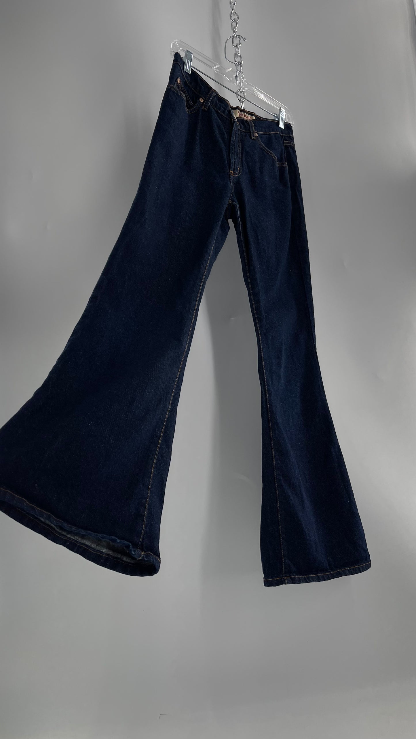 Vintage PARIS BLUES Dark Wash Kick Flare Denim Jeans(5)