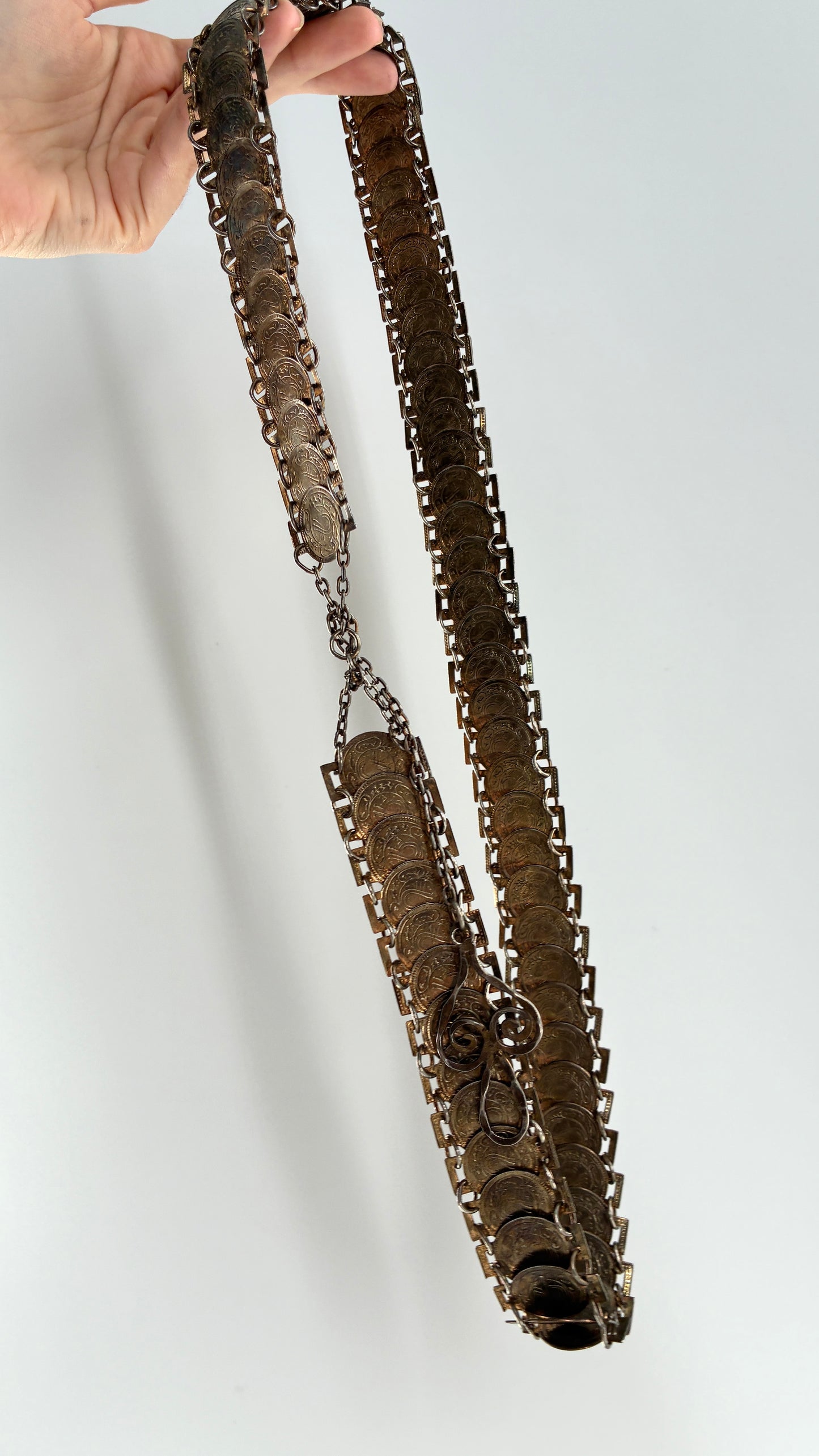 Vintage Bronze Coin Chainlink Belt
