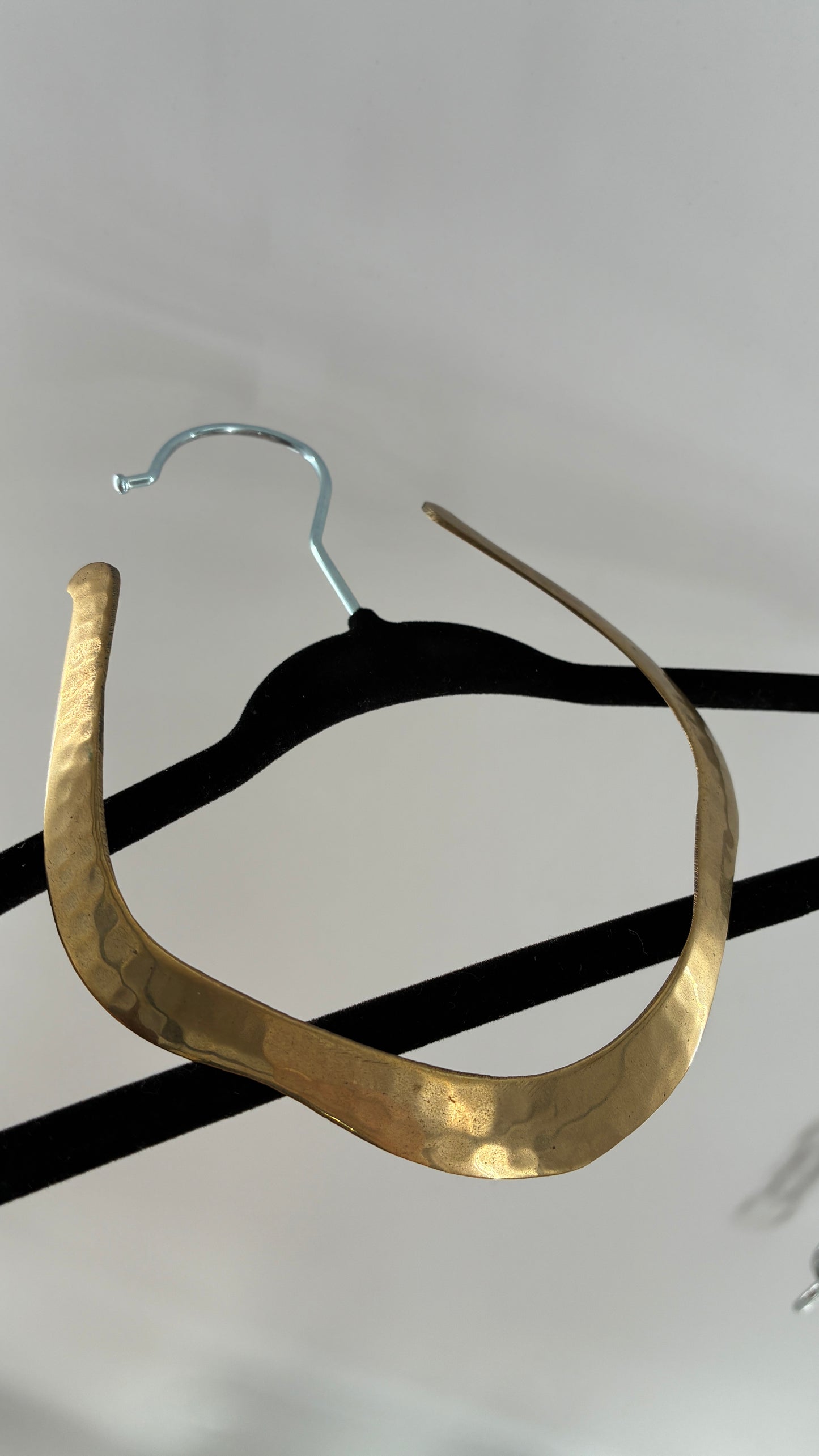 Vintage Hammered Brass Metal Choker Style Necklace