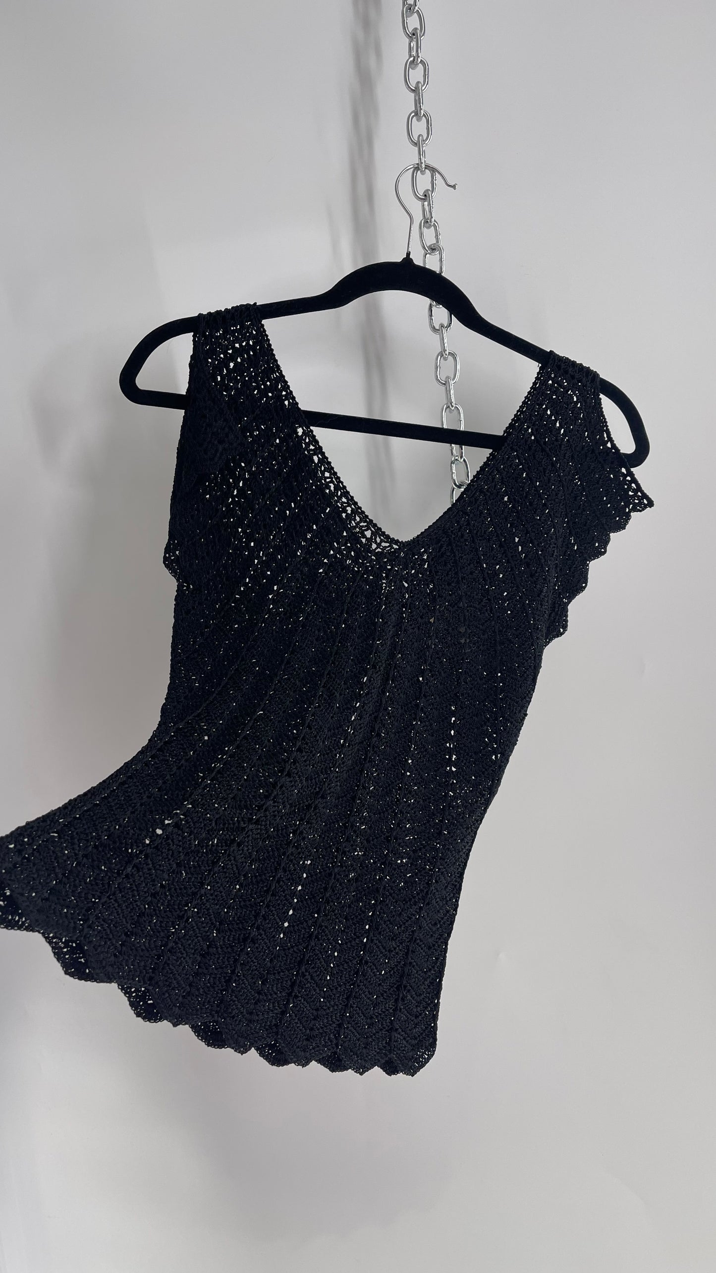 Vintage THE LIMITED Hand Knit Crochet Black Drape Sleeve Top (XS)