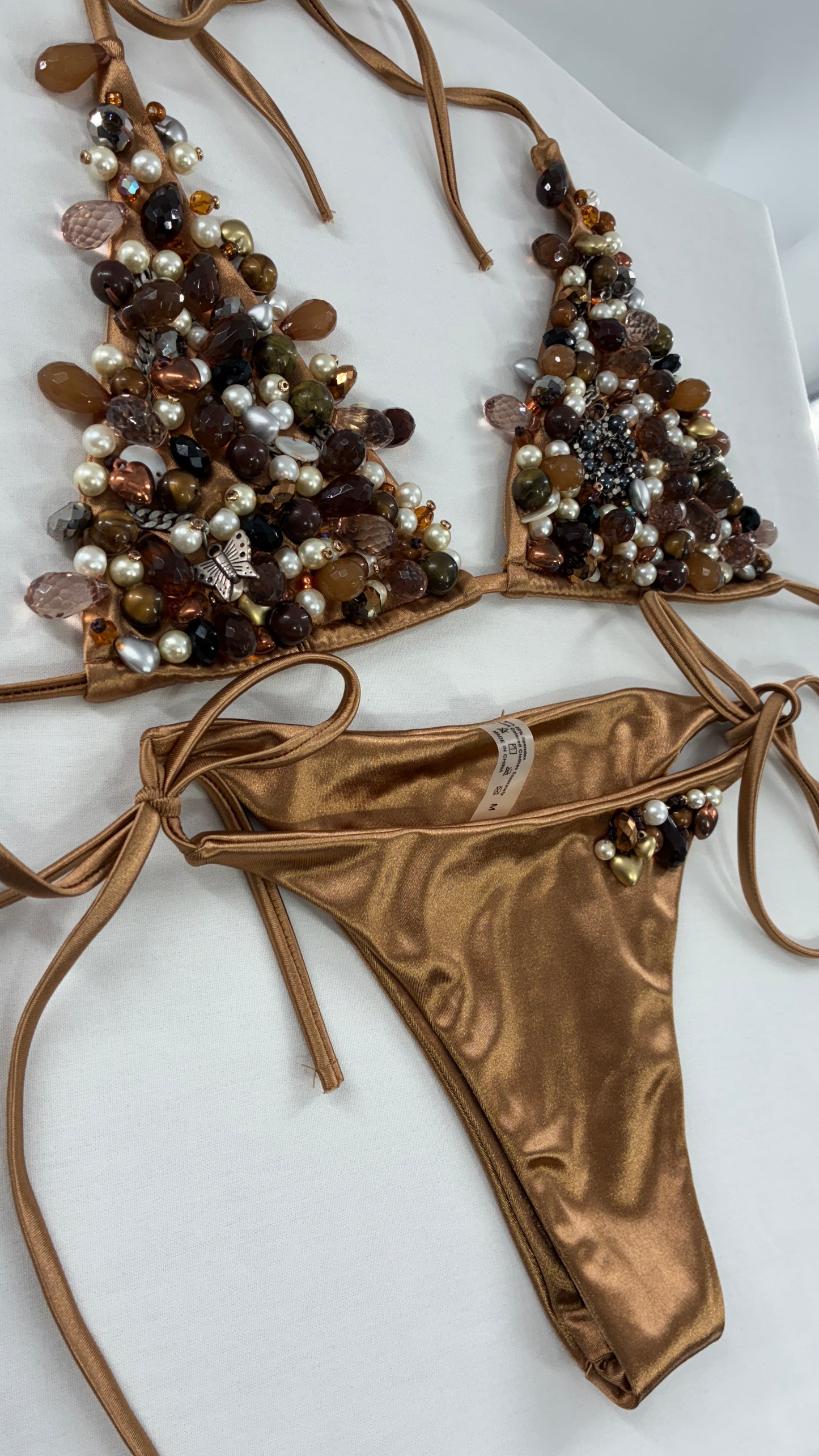 Handmade, Bronze and Beaded Swimsuit (Medium)