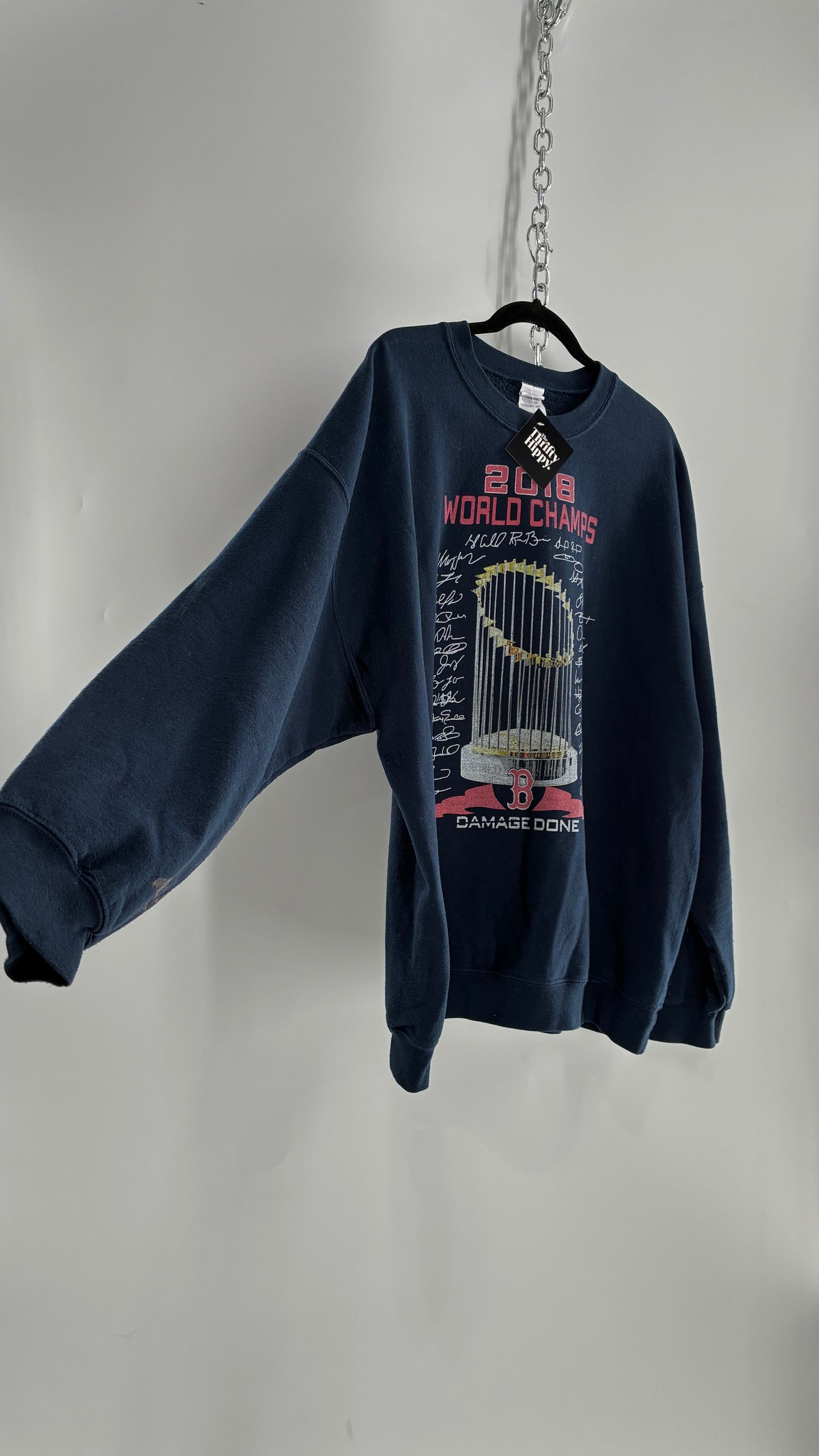 Boston Red Sox World Champs Navy Blue Crewneck Sweater (XXL)