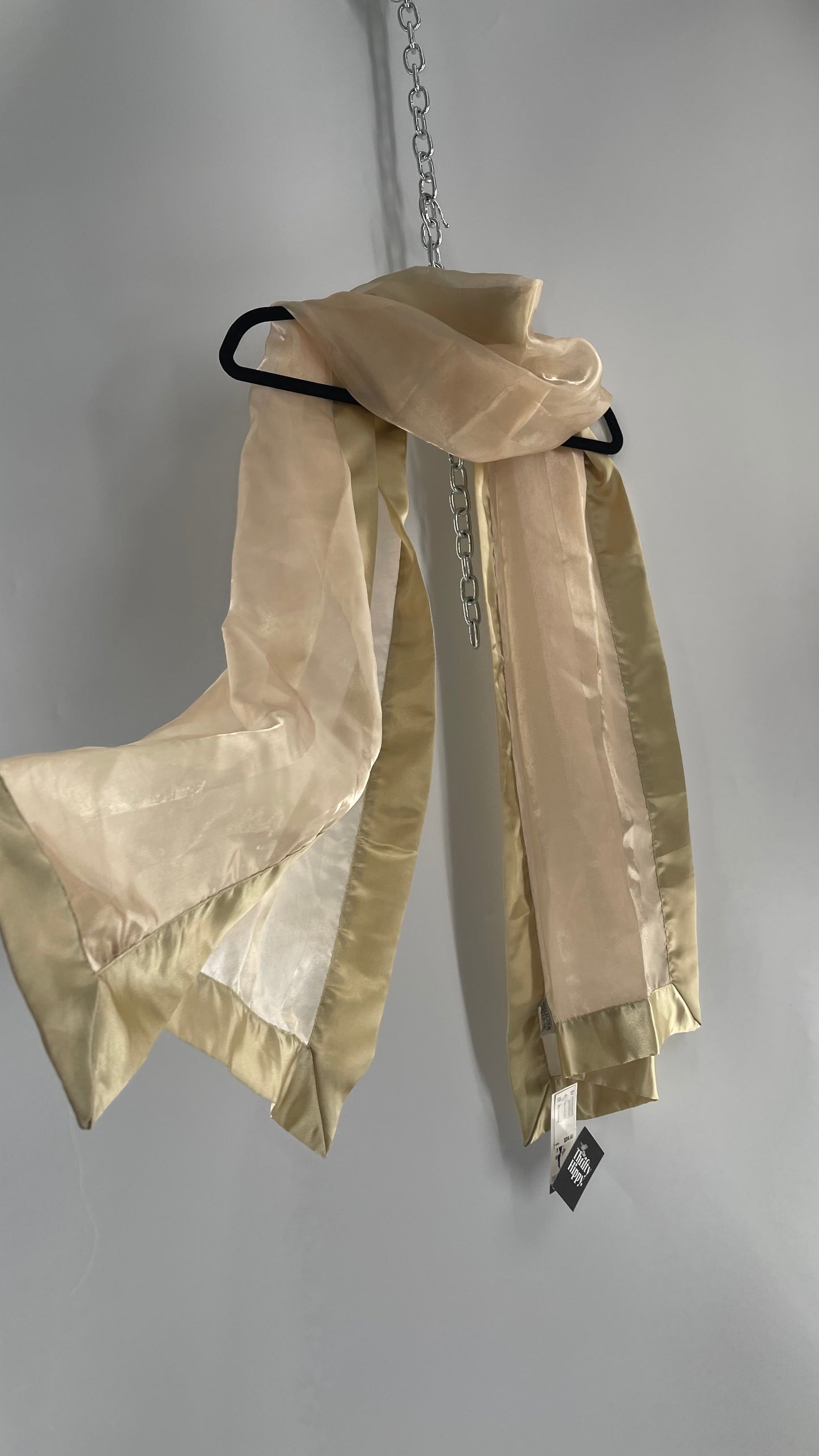 Deadstock Vintage Gold Voile Scarf with Tags Attached
