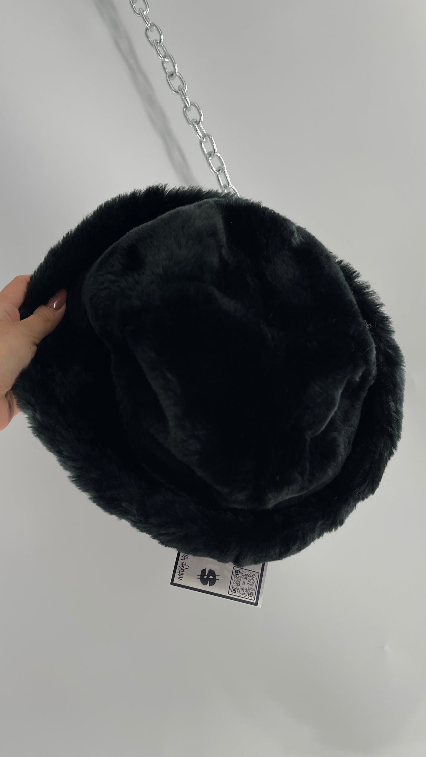 Vintage Black Faux Fur Bucket Hat