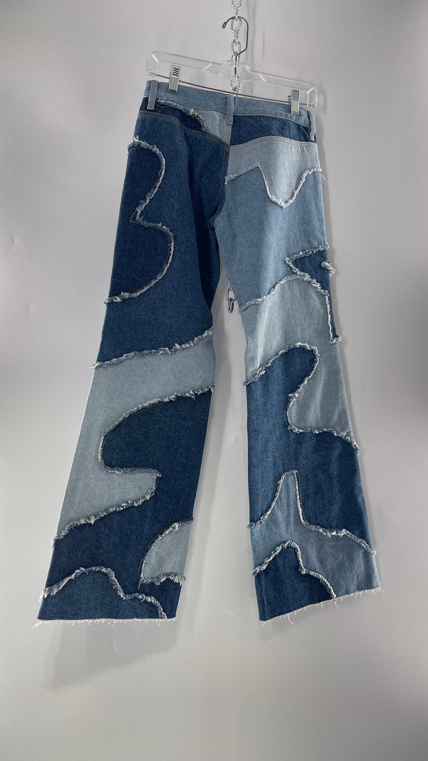 Free People Multi Denim Toned Wavy Patched Jeans (25) ***WITH TAGS***