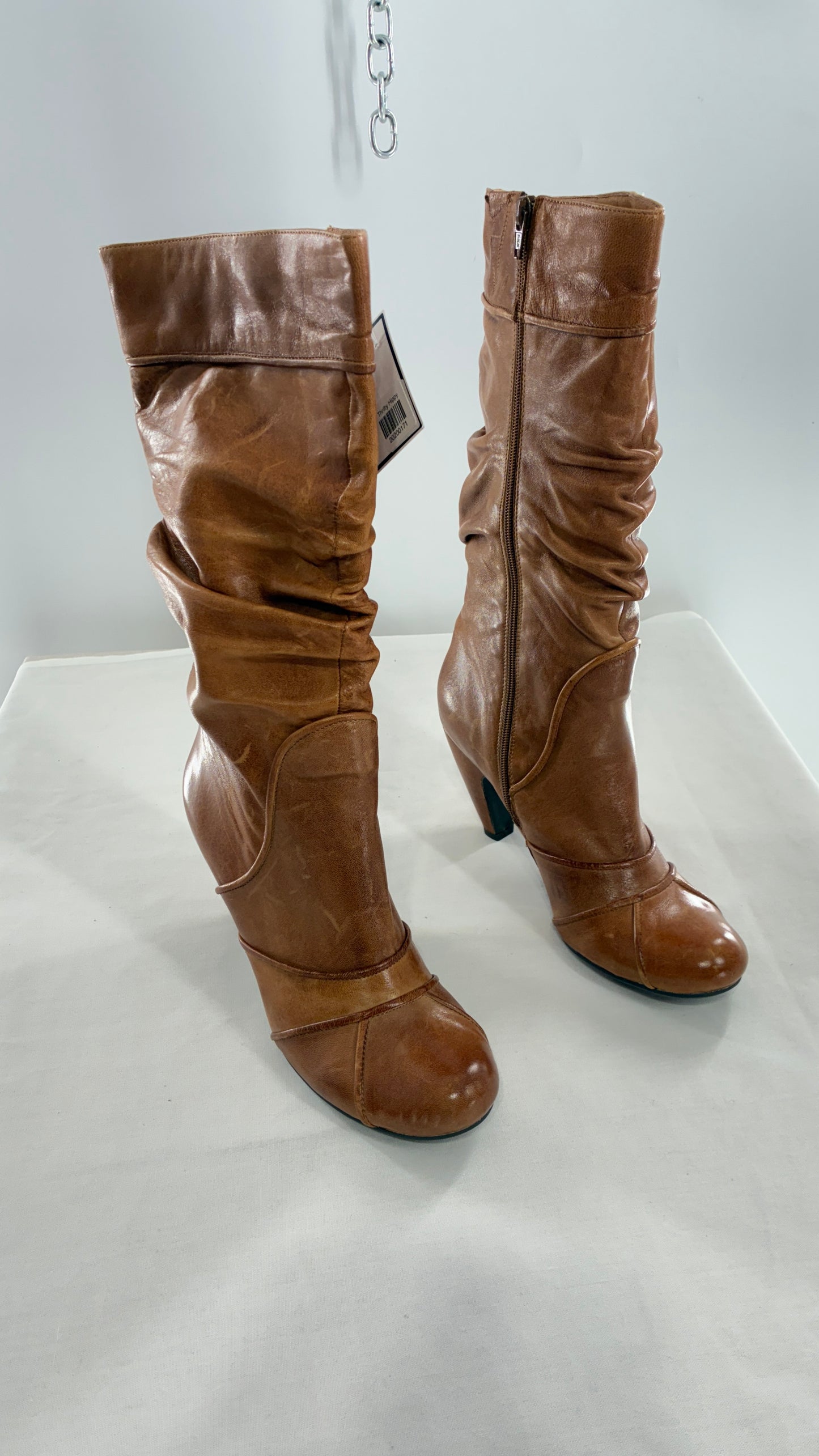 MIZ MOOZ Brown Leather Stacked Round Toe Boot (10)