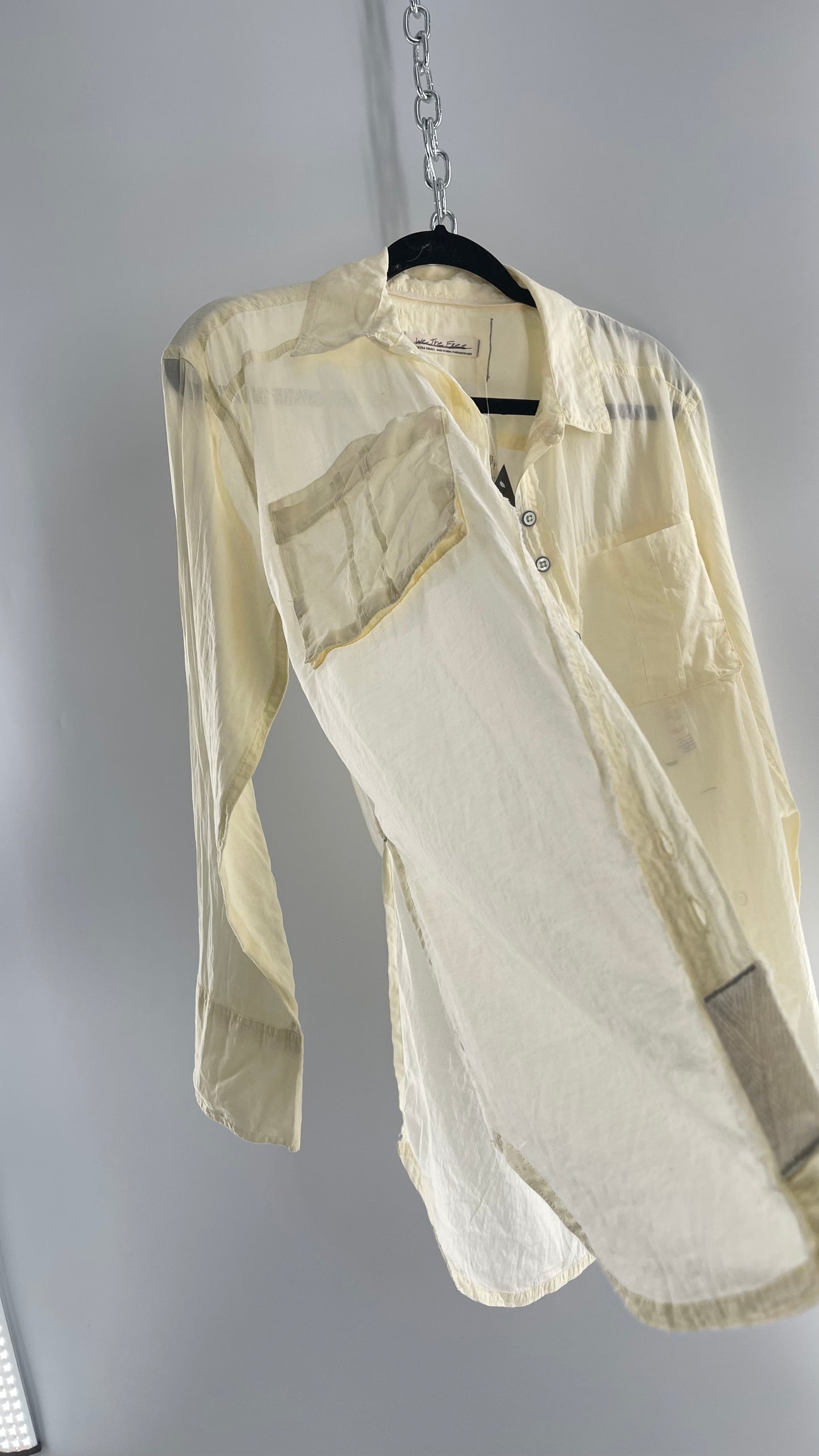 Free People Baby Yellow Sheer 100% Cotton Beachy Button Up with Tags Attached (XS)