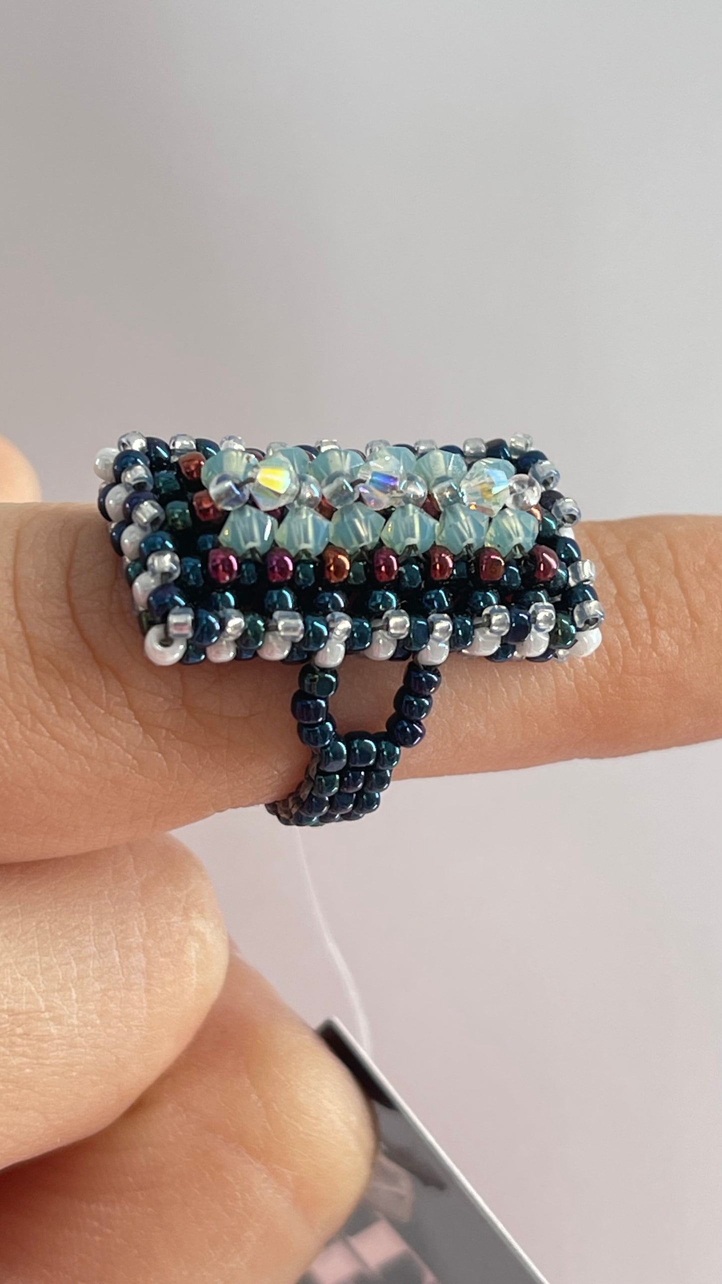Vintage 70s Fully Beaded Ring