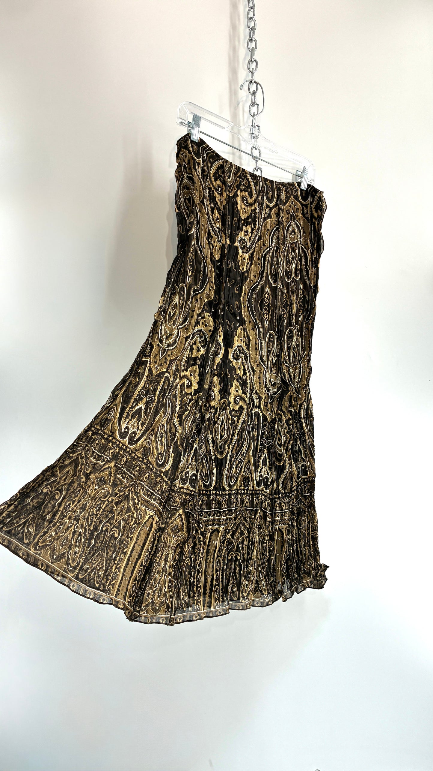 Deadstock Vintage AUGUST SILK Crimped Neutrals Paisley Skirt (12)